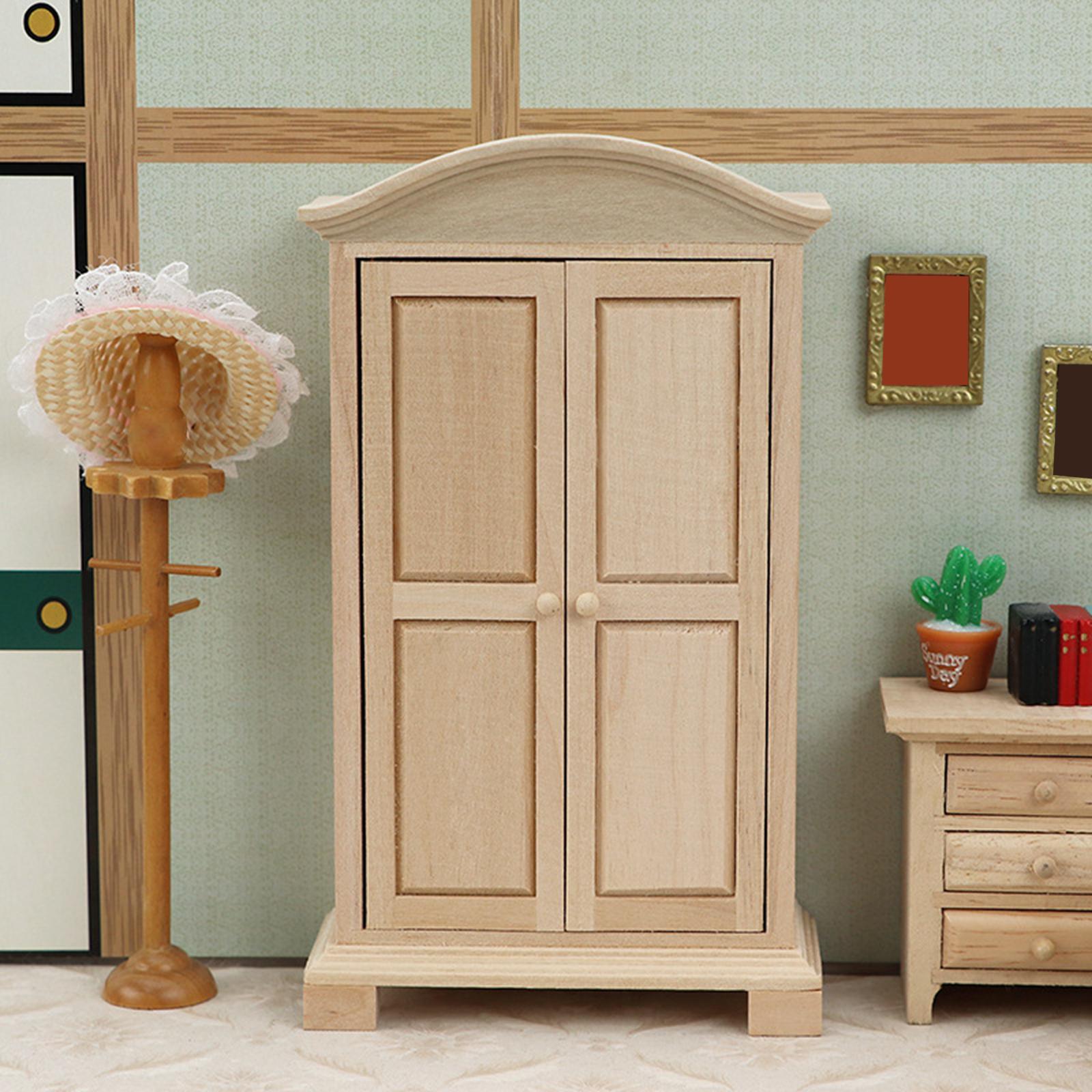 Dollhouse Storage Wardrobe Miniature 1:12 Crafts Dollhouse Furniture for Girls Boys