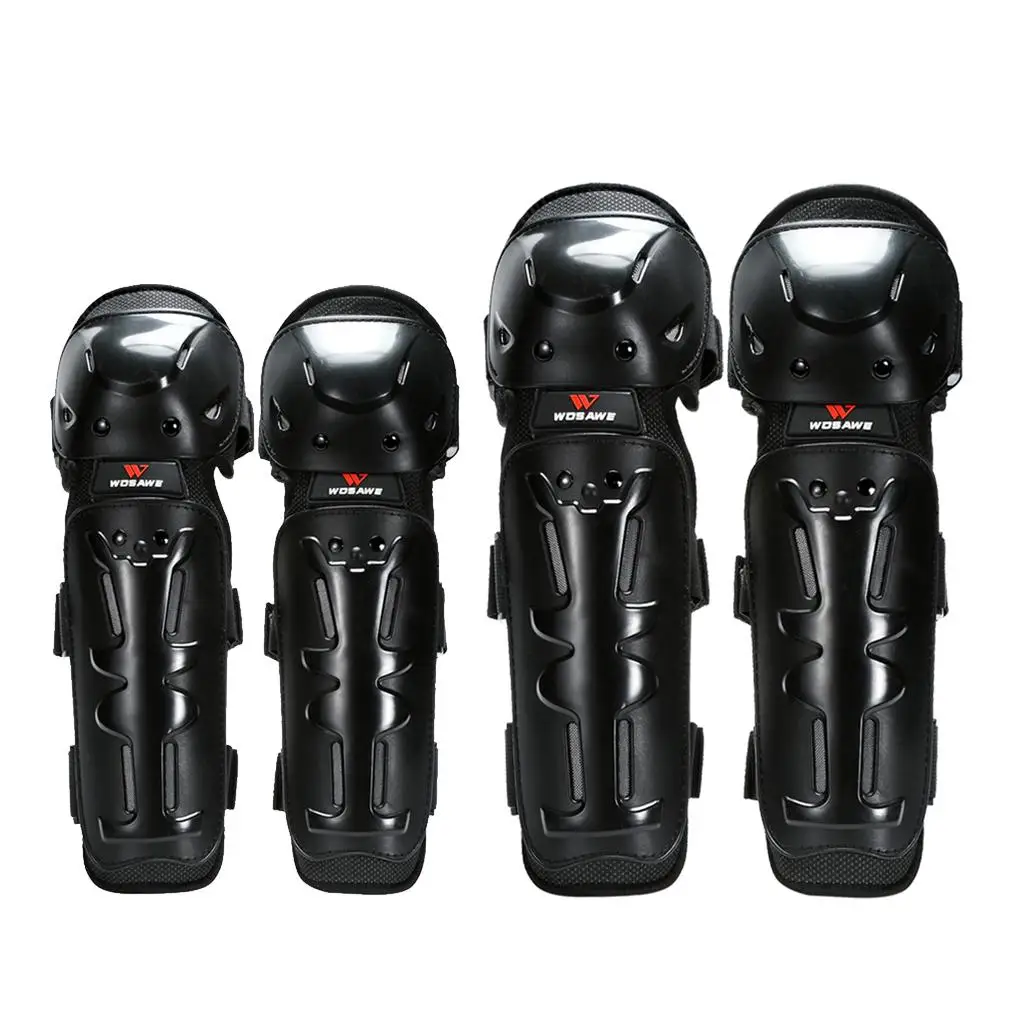 Knee and Elbow Guards for Motocross and Riding 4Pcs Motorcycle Kneepads and Elbow-Pads Black