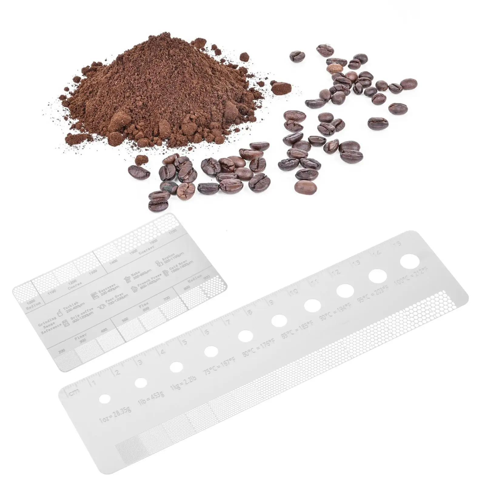 Coffee Ground Measuring Ruler Roughness Gauge Card Ground Coarseness Reference Espresso Beans Measuring for Coffee Maker Cafes