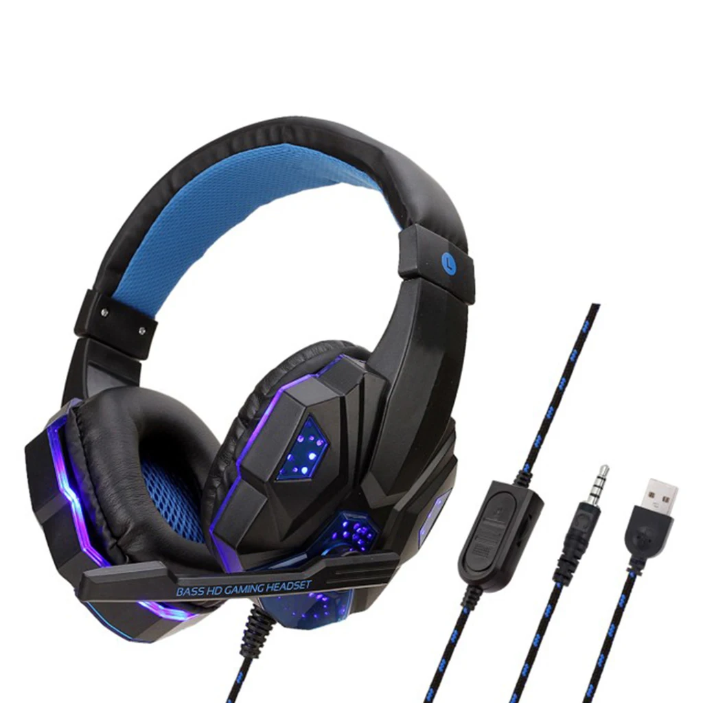 Dual Plug Stereo Head-mounted Gaming Headset W/ Mic for PC Laptop