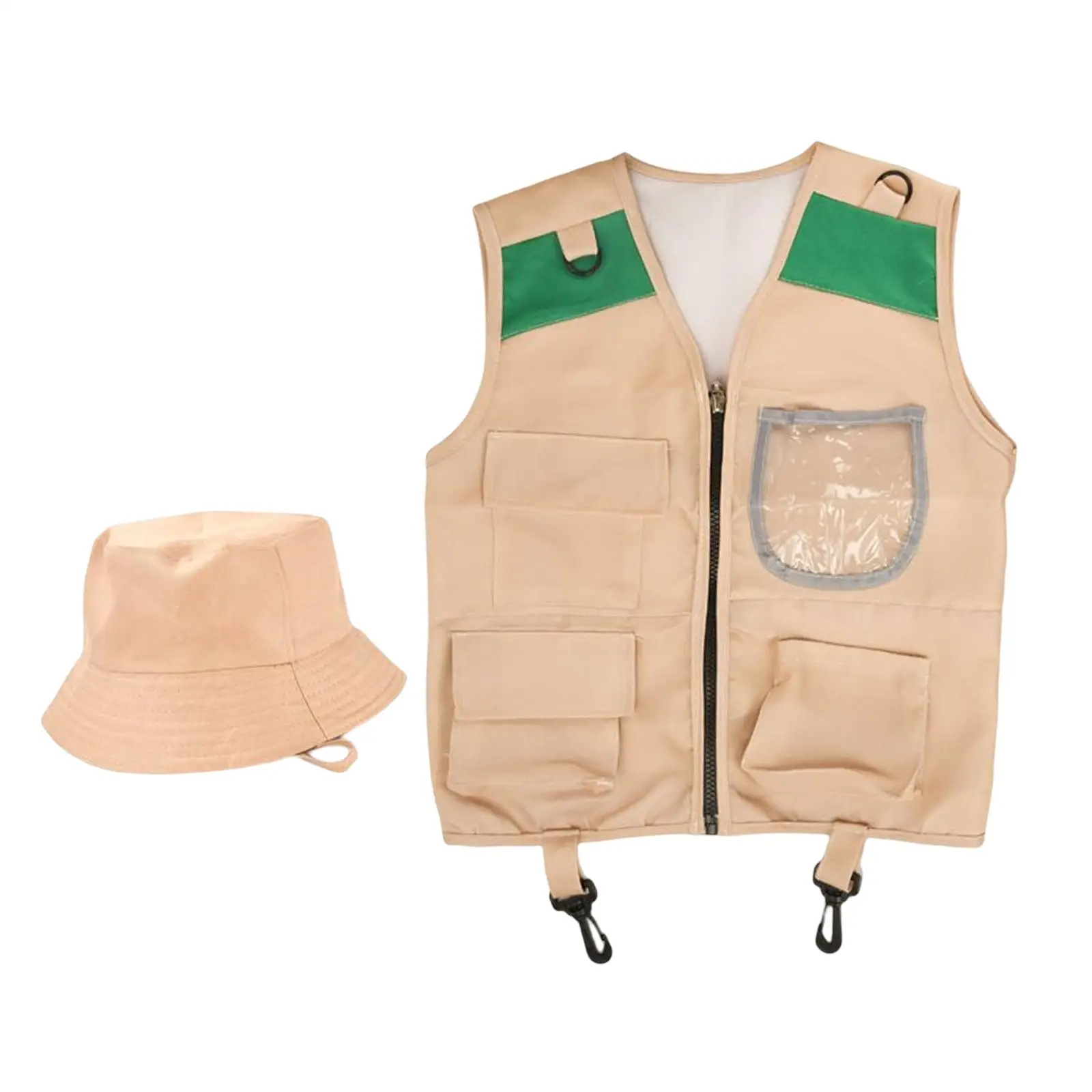 Kids Costume Vest Hat Outdoor Adventure Kit Cargo Vest and Hat Set for Outdoor