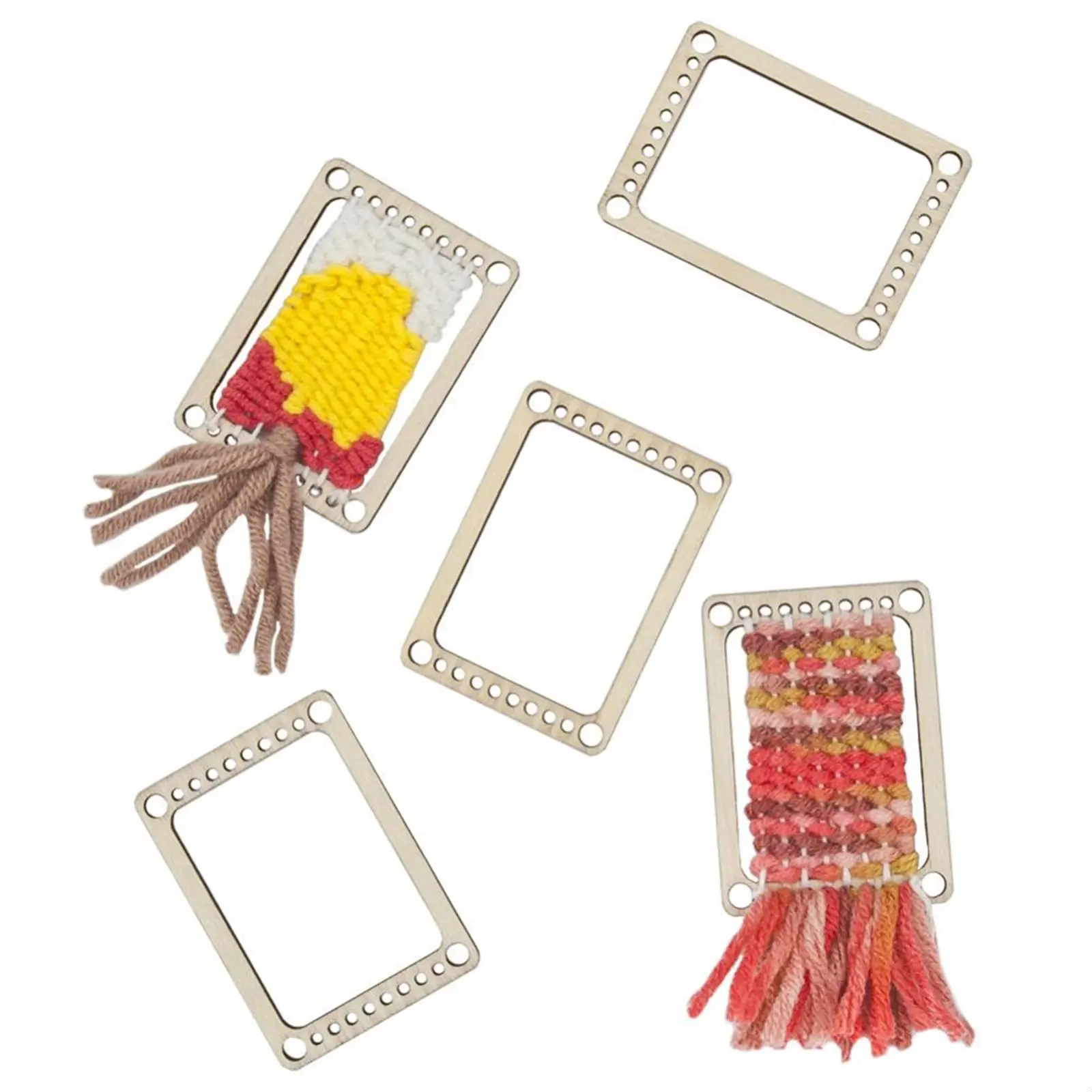 4Pcs Wooden Weaving Looms Weave Frame Knitting Coaster DIY Machine Rack