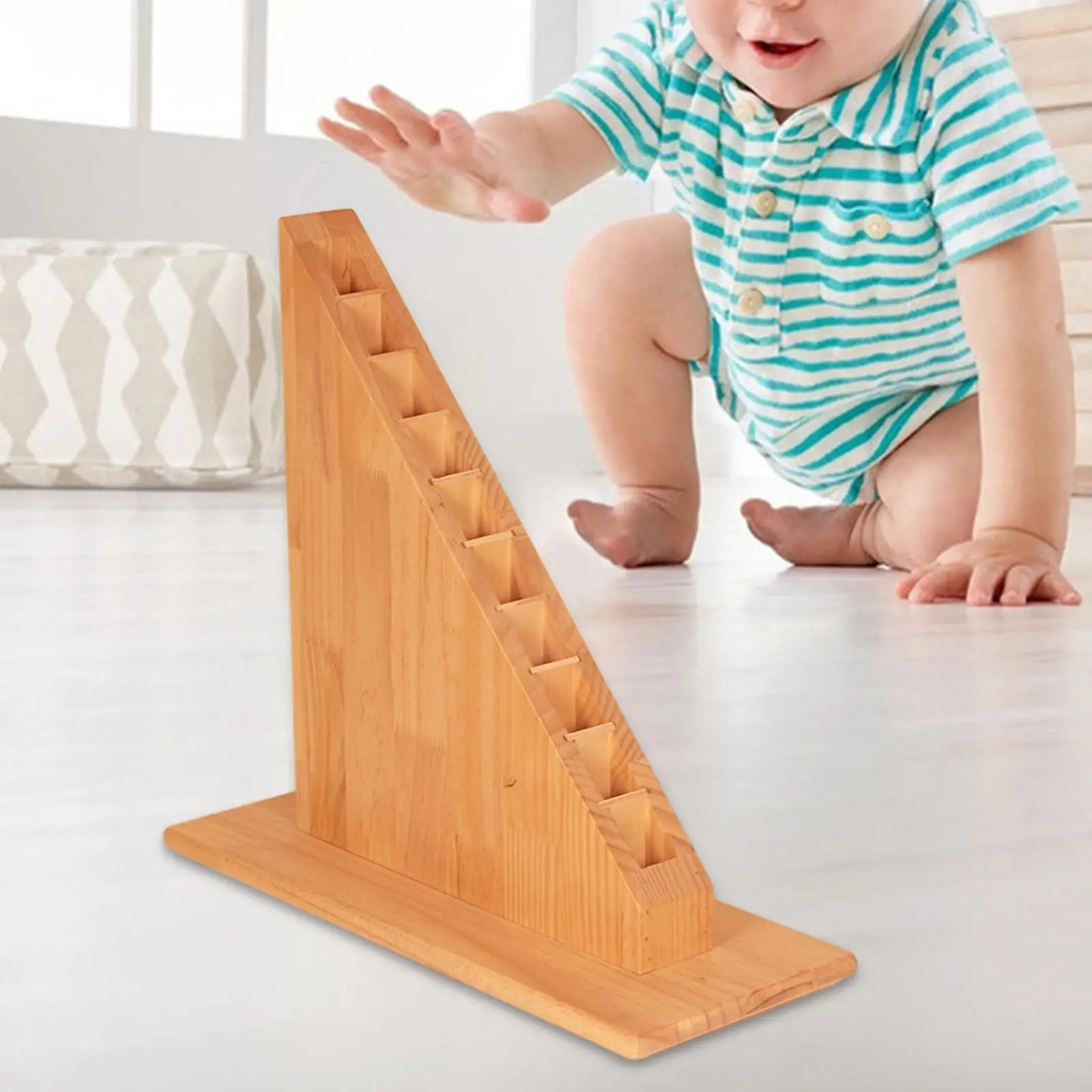 Wooden Montessori Stand Visual Experience for Long Red Rods or Number Rods Math Teaching Aids for Children Kids Toddlers Games
