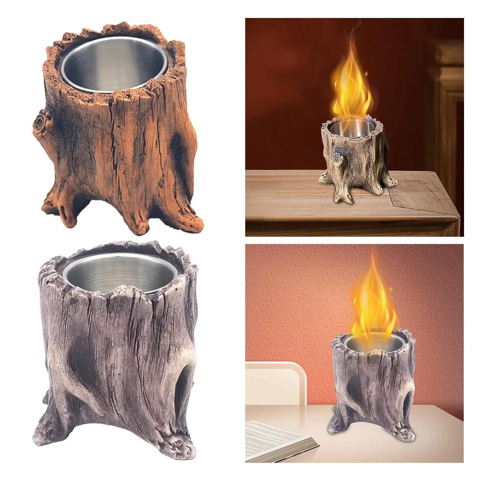 Indoor Fire Pit Fire Bowls Tree Stump Teapot Base Conch Fire Concrete Bowl Pot Alcohol Fireplace for Gardens Dining Room Decor