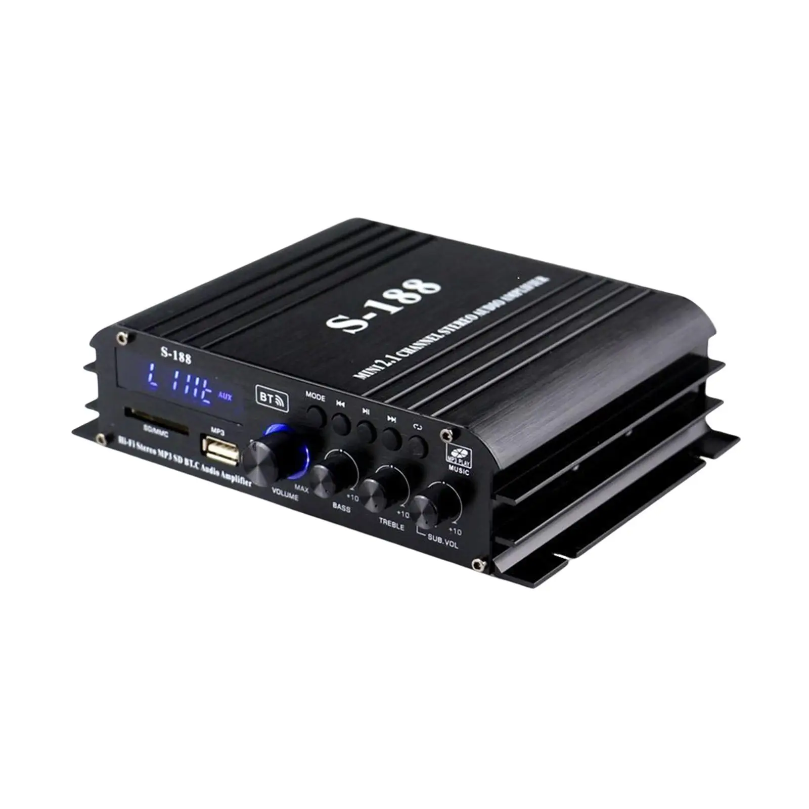 Car Vehicle Home Power Amplifier US Adapter Plug Lightweight Compact Sturdy 17.6cmx12.5cmx4.5cm Low Noise 2.1CH 12V Power Supply