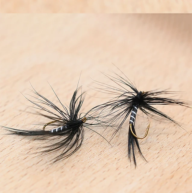 MNFT 10Pcs #10 Zebra Black Mosquito Fly Trout Fishing Dry Flies Artificial  Fishing Bait Flies - AliExpress
