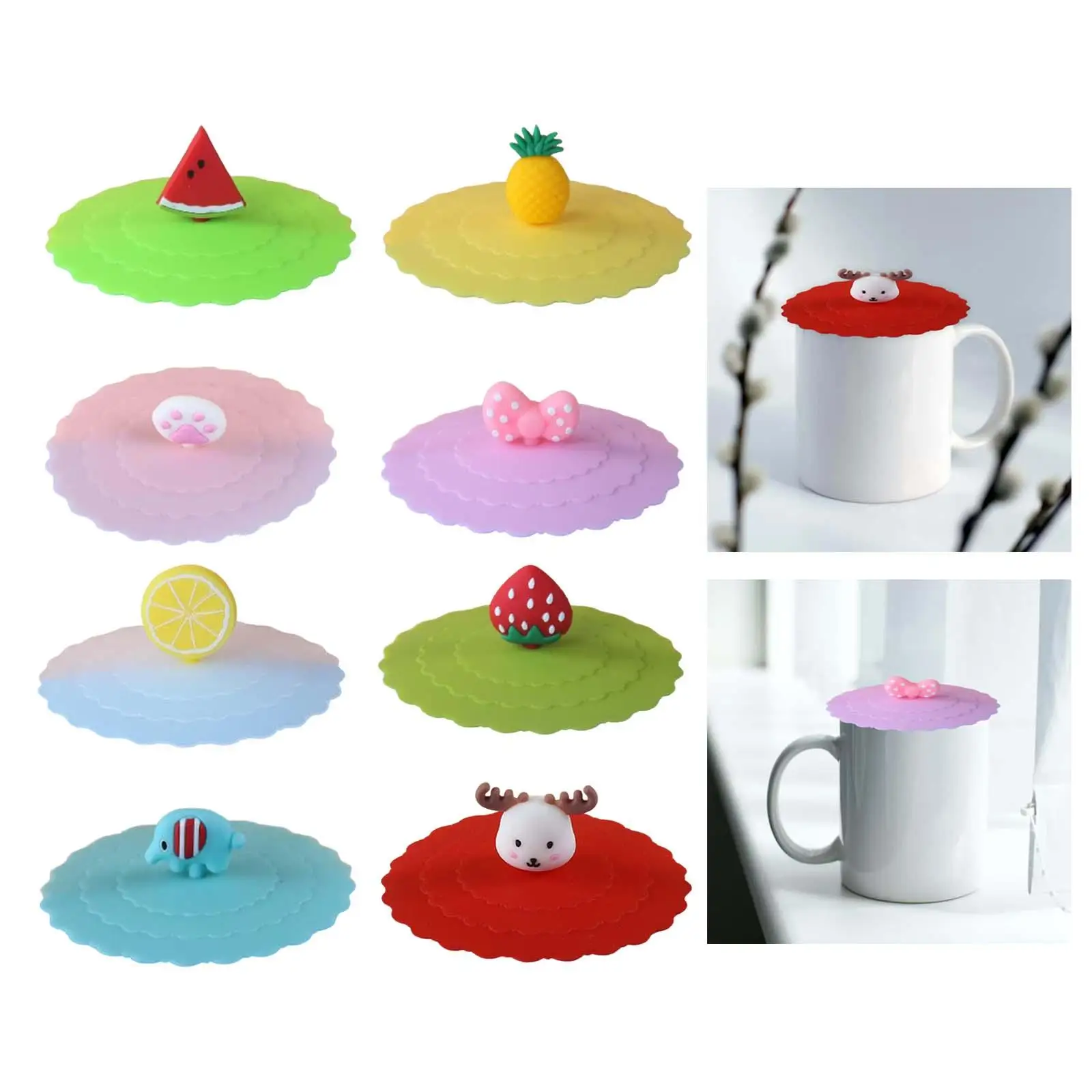 8Pcs Silicone Cup Lids Coffee Mug Cover Any Cups And Cold 