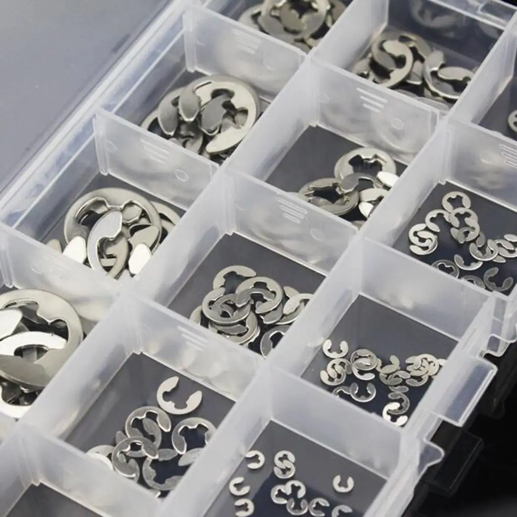 225PCS 304 E-Clip Circlip External Retaining Ring Assortment Kit -1.2mm to 15mm