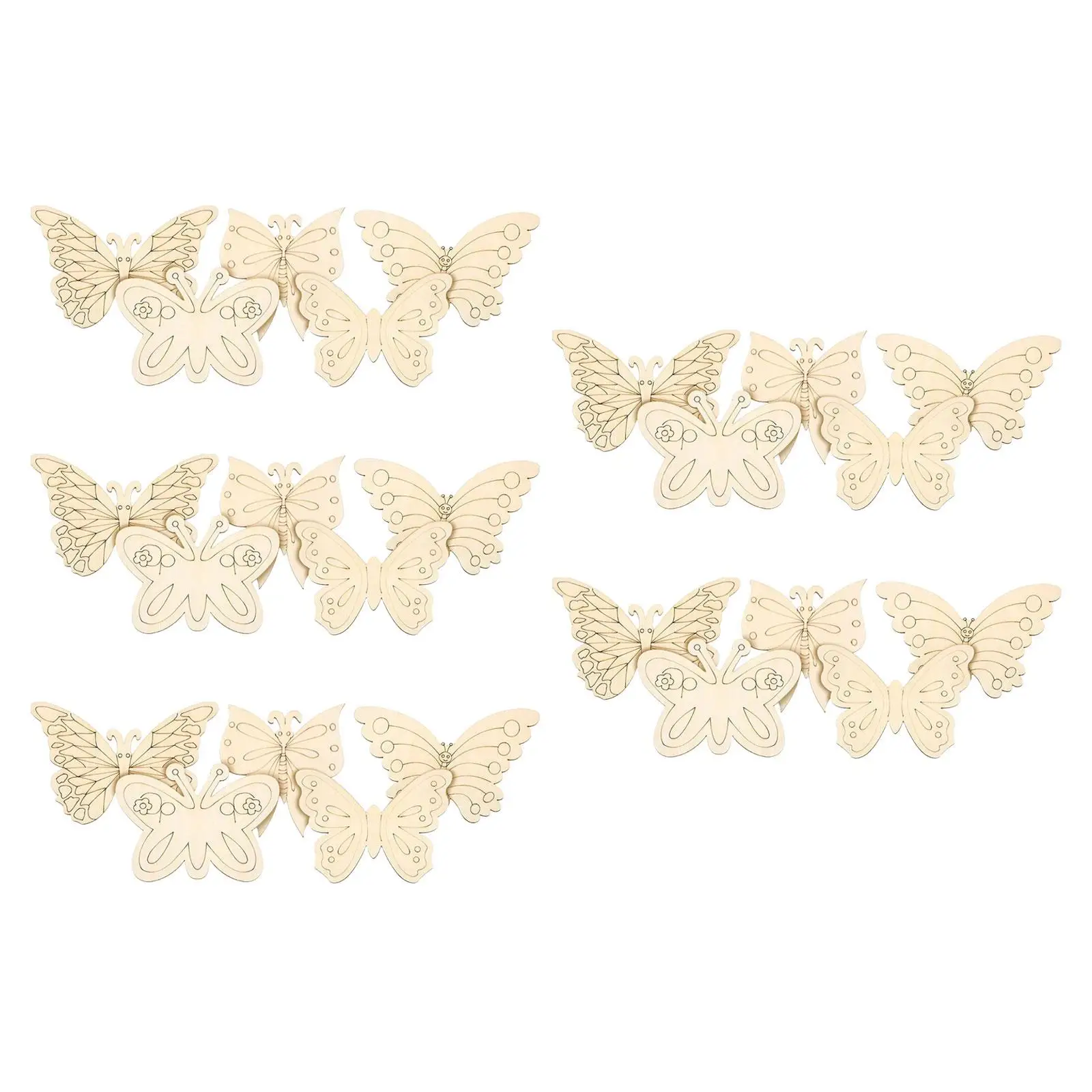 25x Wooden Butterfly Cutouts Wooden Pieces Ornament Butterfly Shaped Wood Slices Wood Chips for DIY Crafts Wedding Home Decor