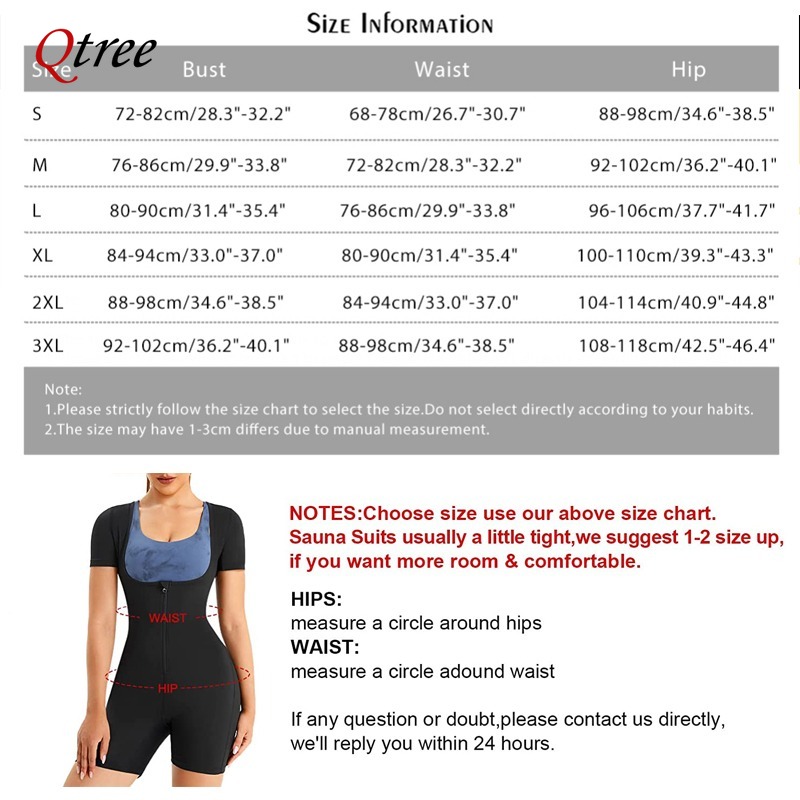 Description Picture 3 of itemQtree Womens Sauna Suit for Weight Loss Full Body Shaper Shapewear Bodysuit Sweat Slimming Workout Waist Trainer with Sleeves