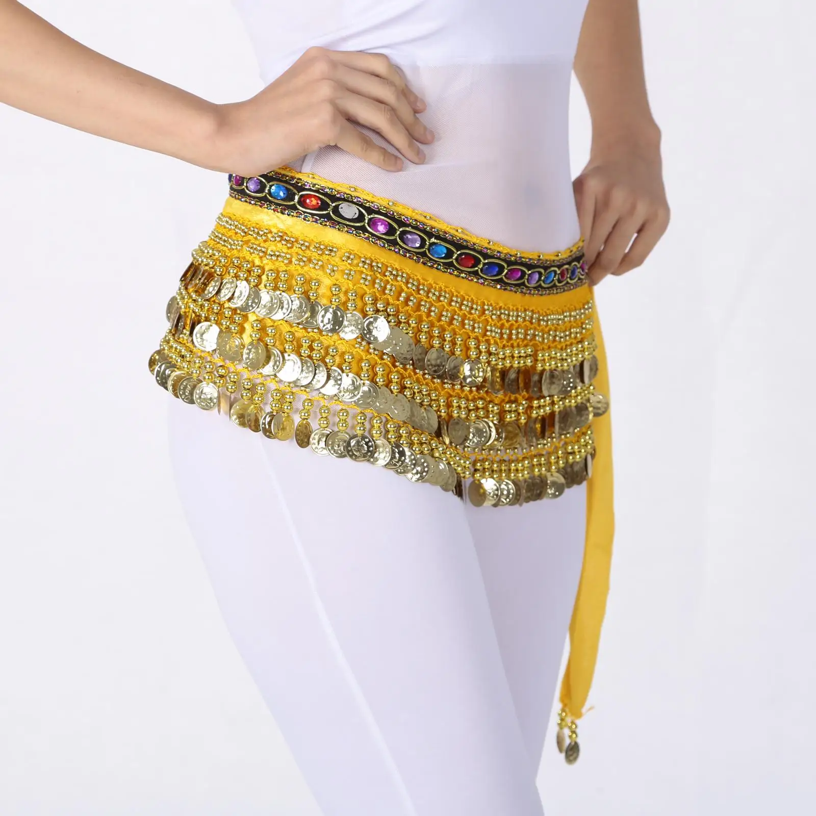 Belly Dance Hip Scarf Wrap Dancewear Waist Chain Bellydance Hip Belt for Party Latin Dance Samba Stage Performance Festival