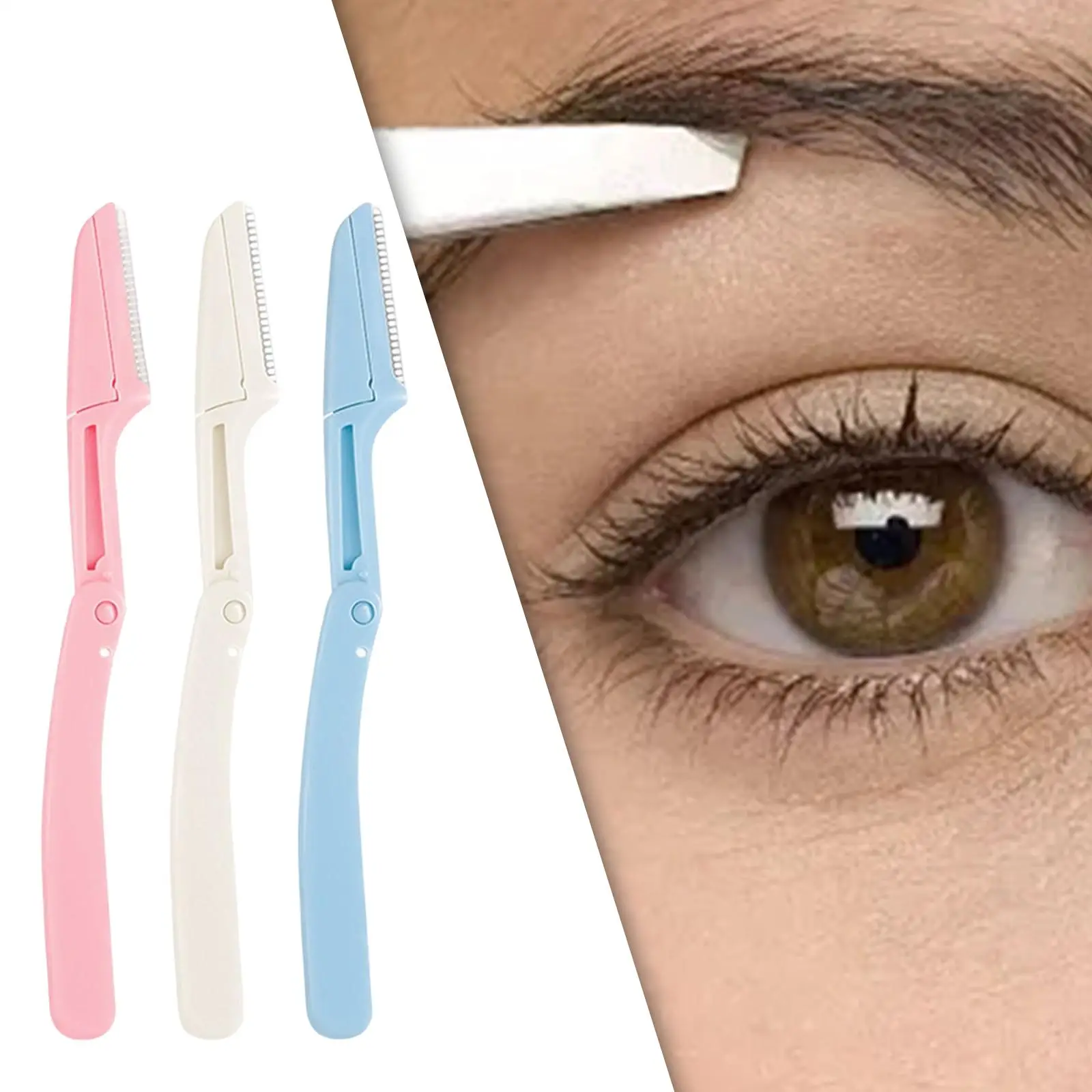 3x Foldable Eyebrow Shaper Shaping Handheld Reusable Groomer Smoothing Trimming Facial Hair Remover for Chin Legs Home Salon