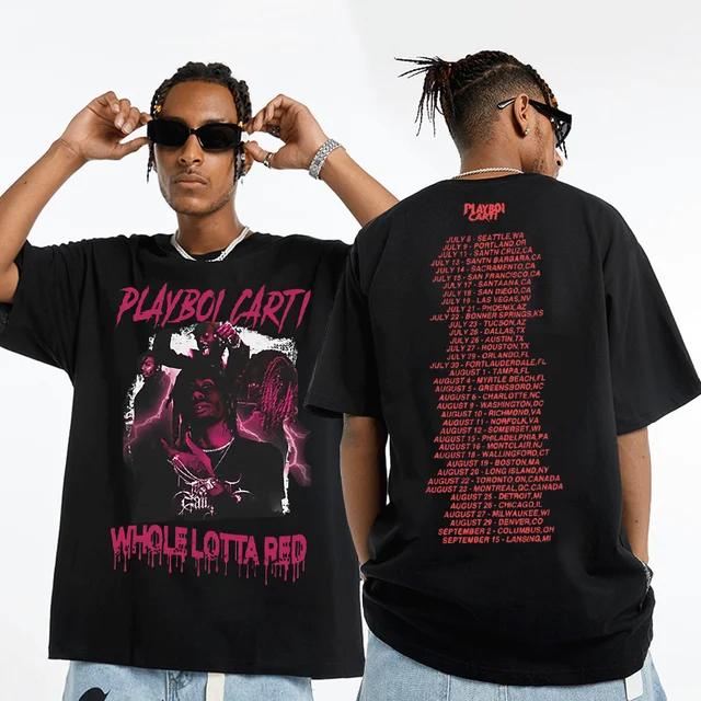 Rapper Playboi Carti T-shirts Music Album Whole Lotta Red Graphic Print T- shirt Men's Clothes Vintage Hip Hop T Shirt Streetwear - AliExpress