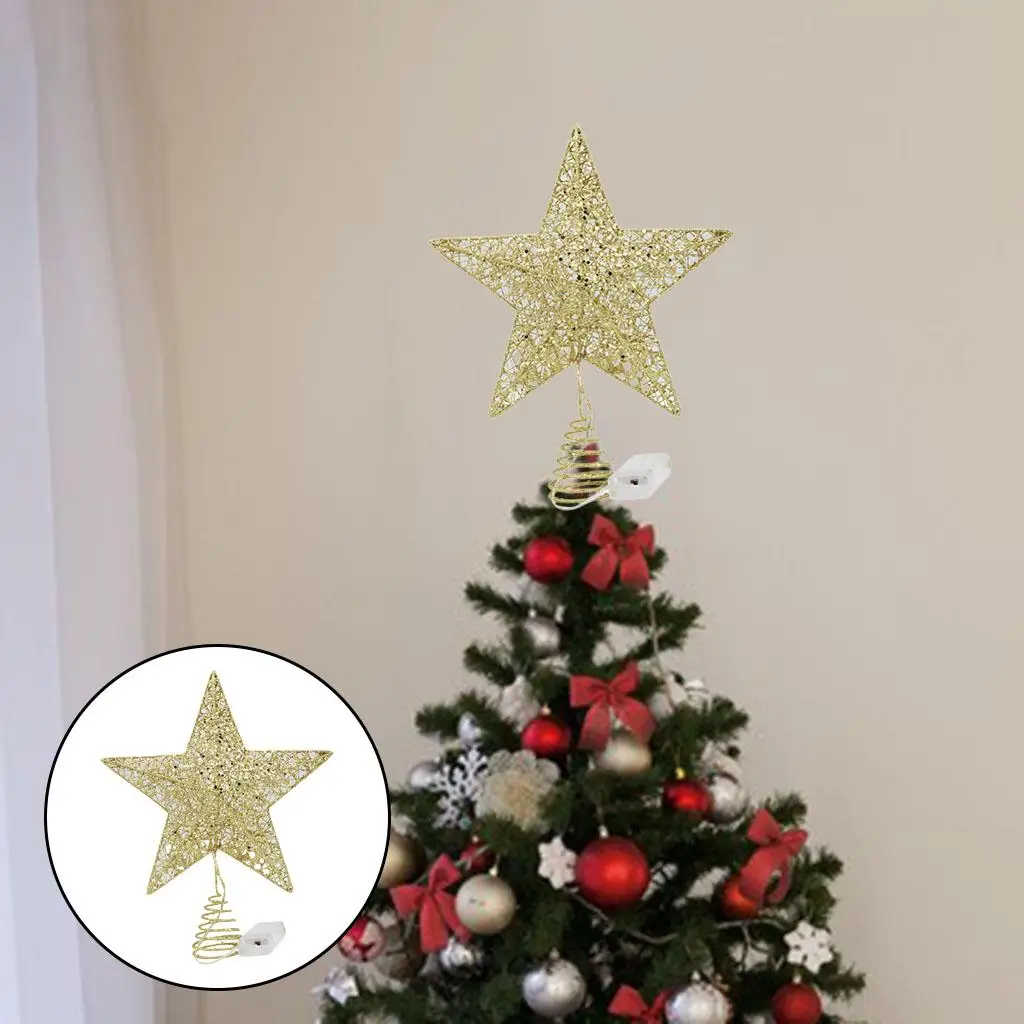 Xmas Tree Top Star Beautiful Topper Lights Decorative Tree Top Lamp Tree Top Decoration for Home Living Room Holiday Party