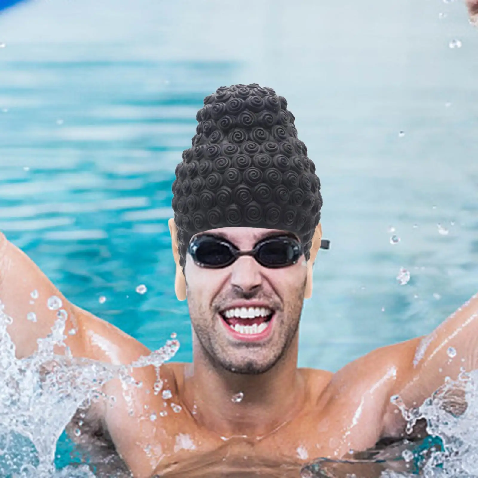 Swimming Caps Tathagata Buddha Shape Latex Swim Caps Keep Hair Dry for Water