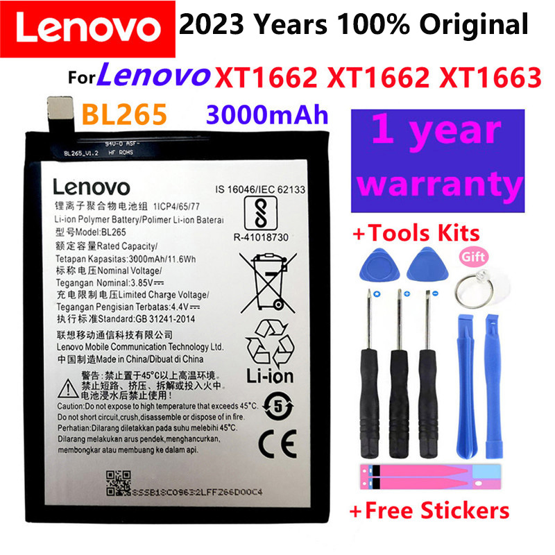 Original bl265 3000mah bateria para lenovo xt1662