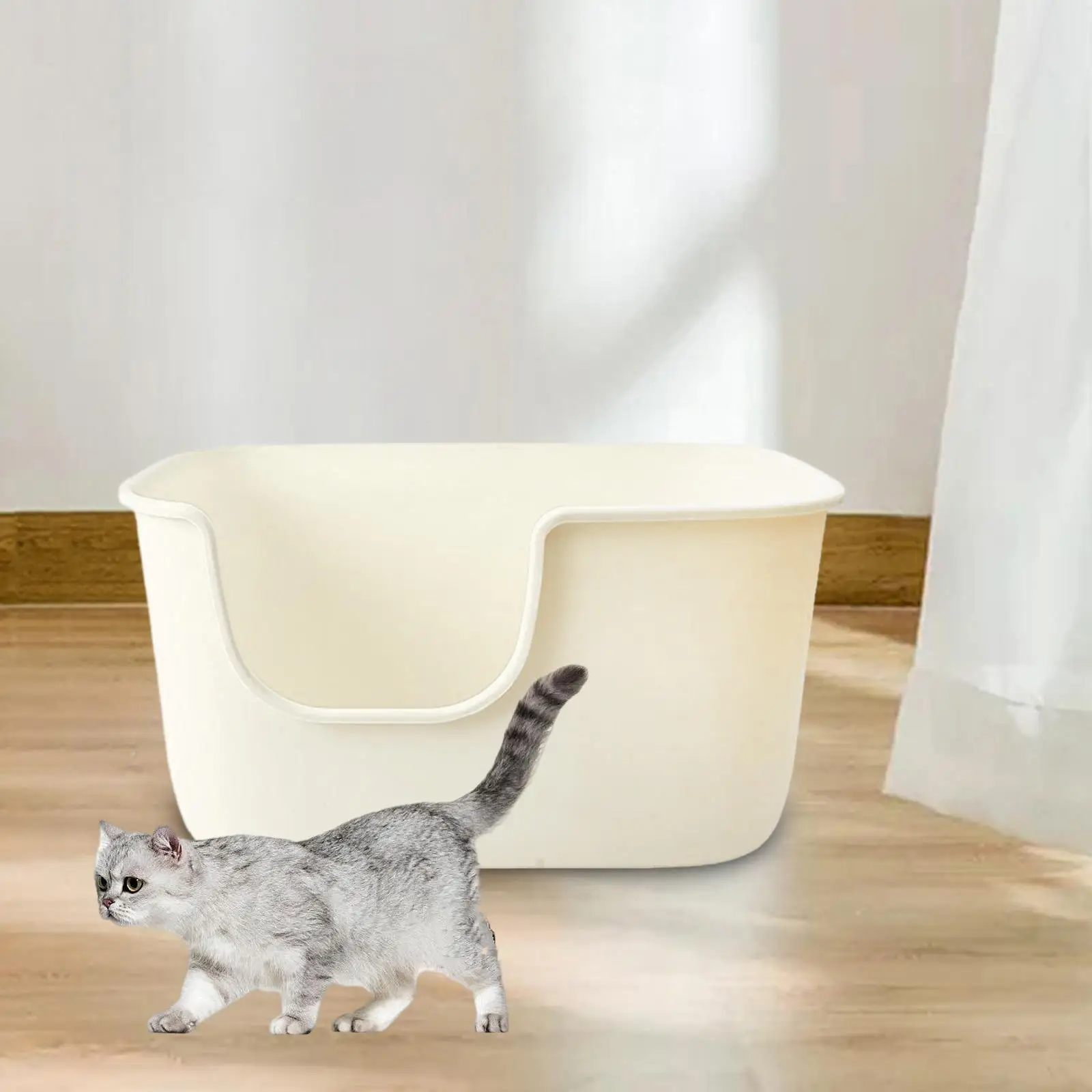 Open Top Cat Litters Box Pet Supplies Kitten Potty Pan Large Cat Litter Basin for Bunny Small Animals Indoor Cats Kitty Rabbit