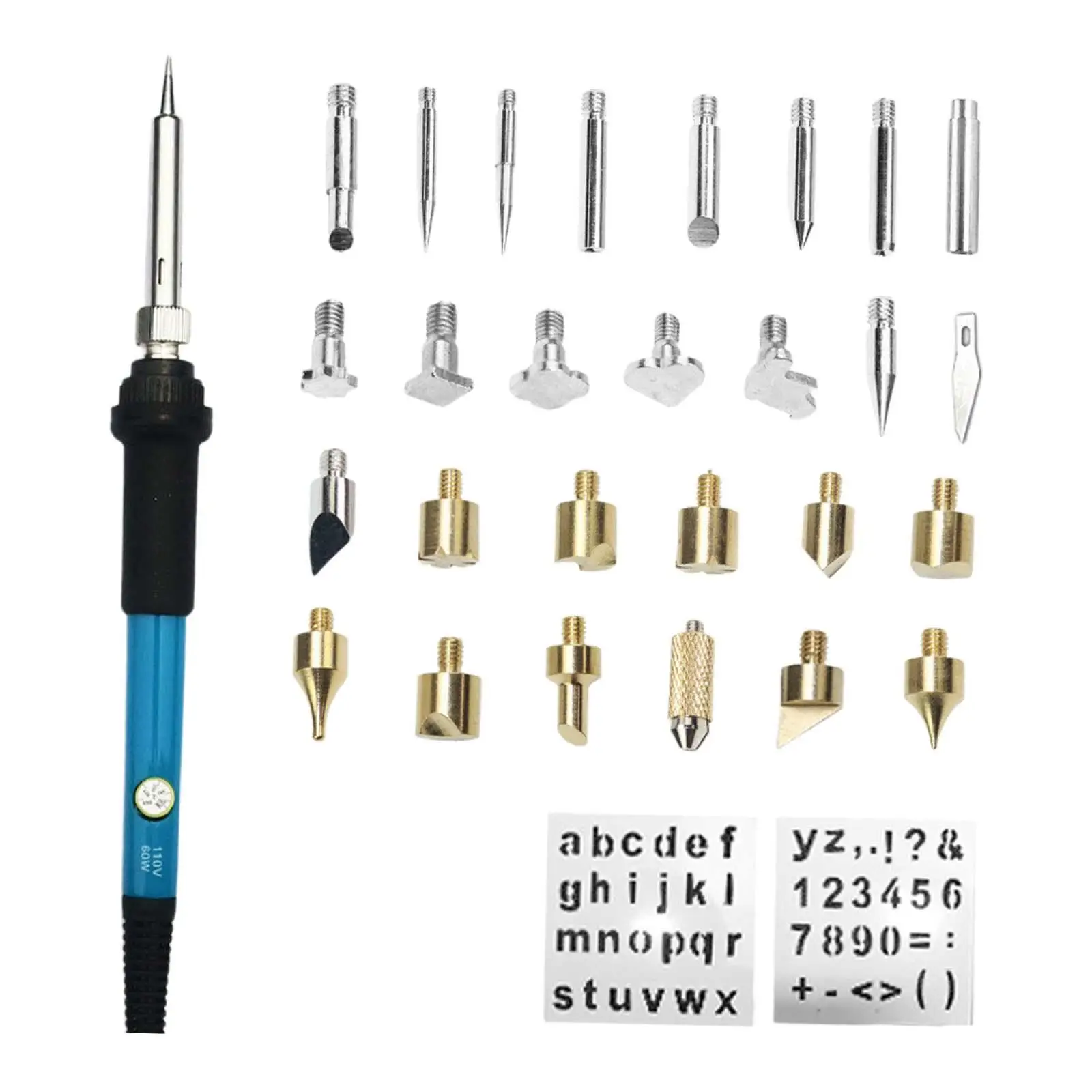 30Pcs Solder Iron Tool Jewelry Wood Painting Electric Welding Repair Tool 60W Portable Temperature Adjustable Soldering Iron Kit