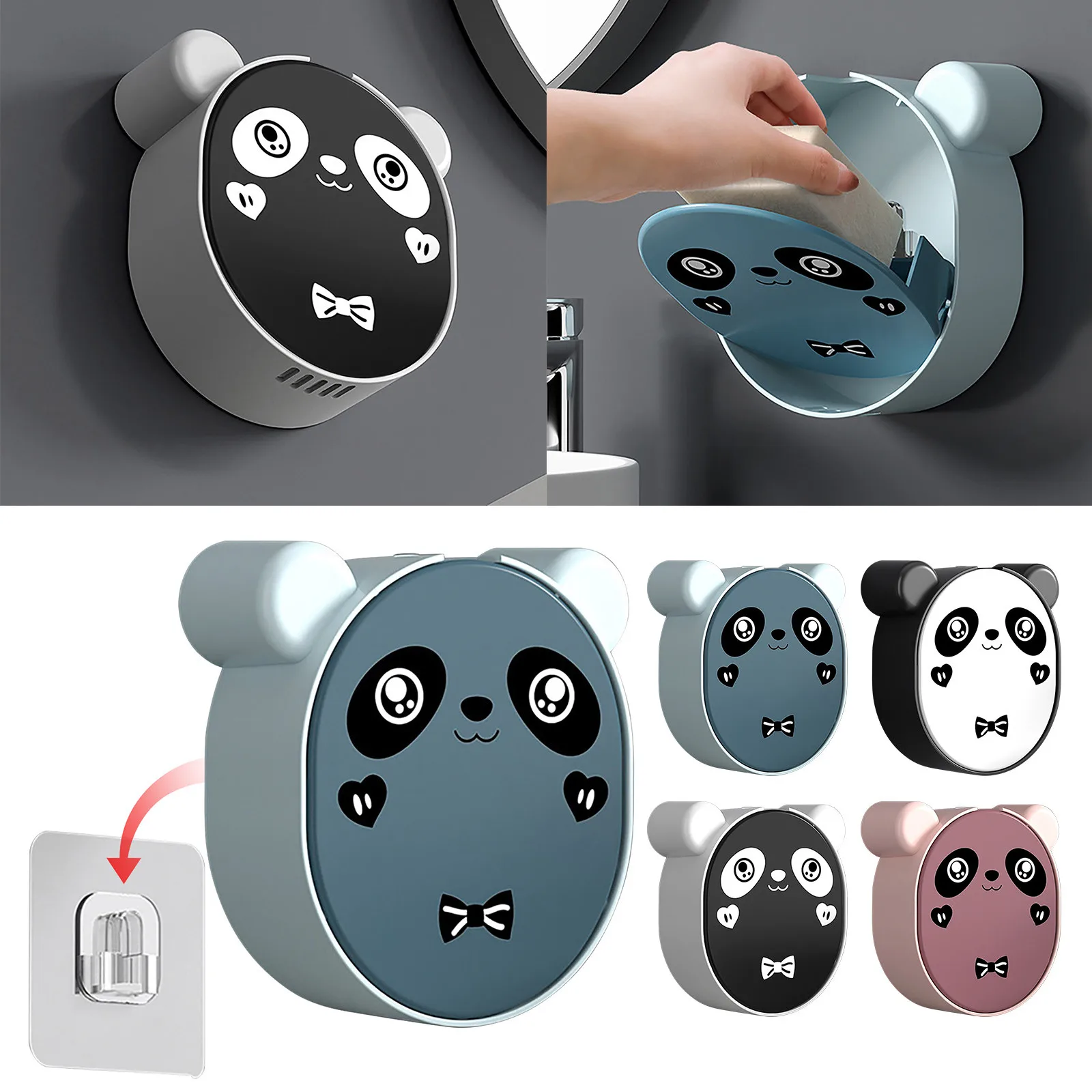 Practical Cute Panda Soap Box with Cover Draining Soap Dish Bathroom Accessories 