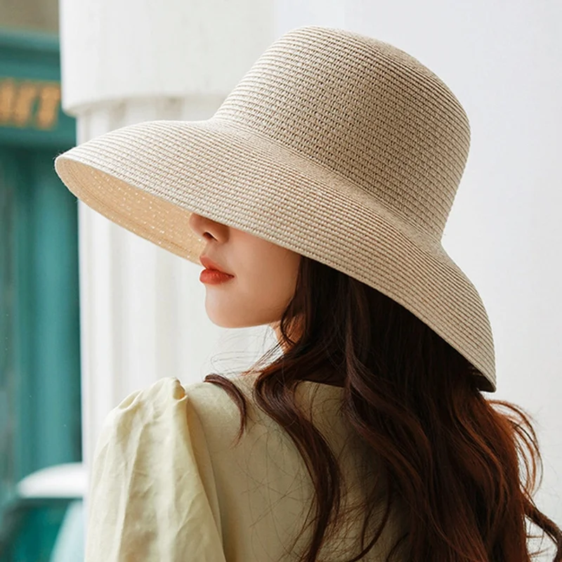 straw hat for women gift for her Accessories Hats & Caps Sun Hats & Visors Sun Hats Vintage Hepburn style straw hat sun hat beach hat basin hat for summer summer hat 