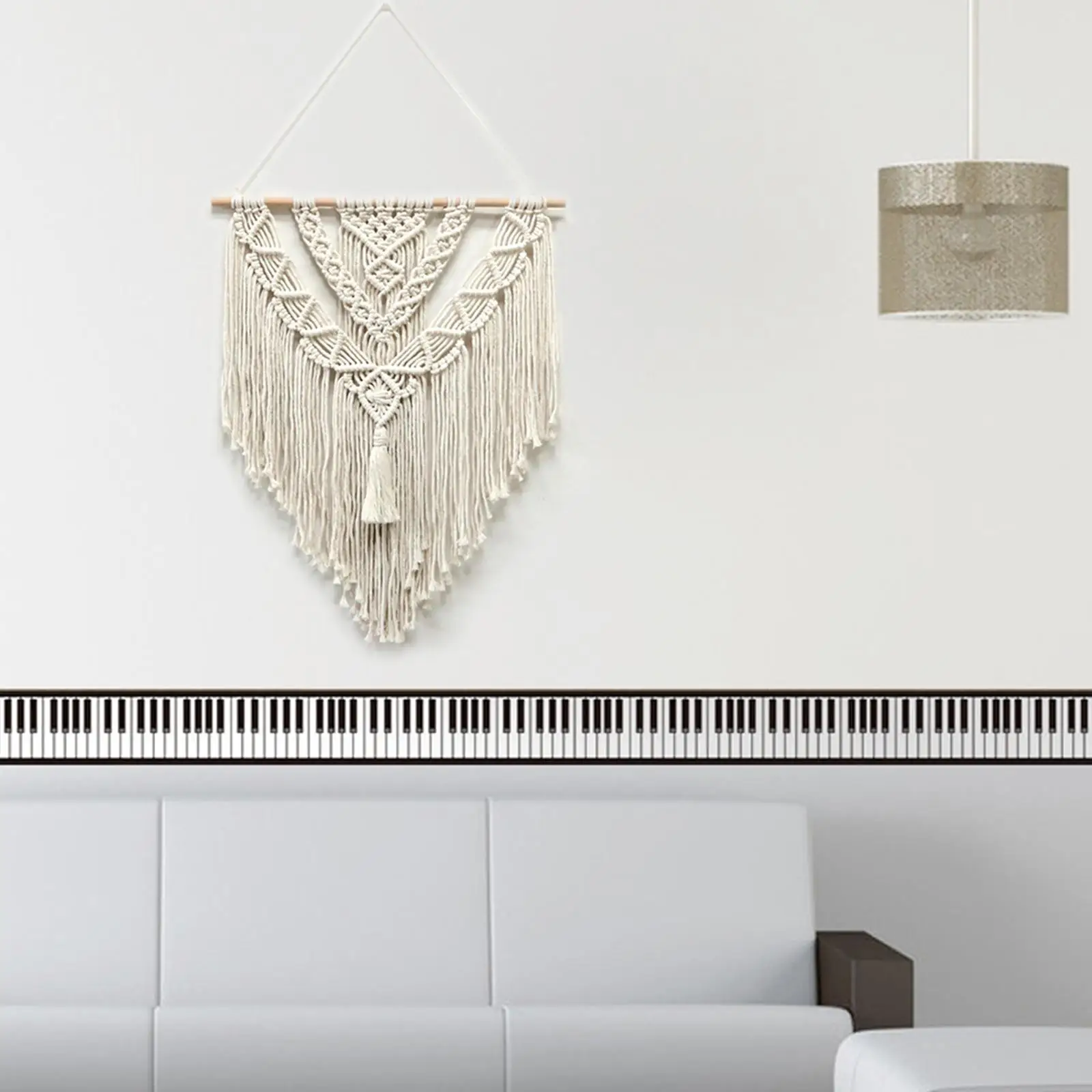 Tassel Tapestry, Macrame Tapestry Wall Decor Handmade Geometric Art Modern Chic for Bedroom Wedding, Home Apartment Nursery