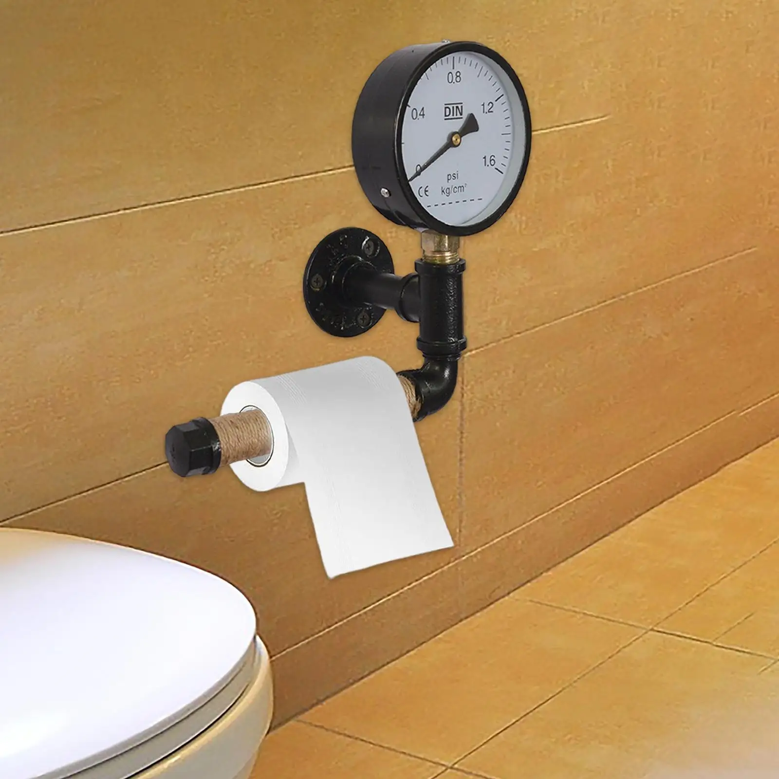 Vintage Toilet Paper Holder Easy to Install Toilet Paper Rack Floating Water Pipe Rack Bathroom Toilet Paper Holder for Washroom