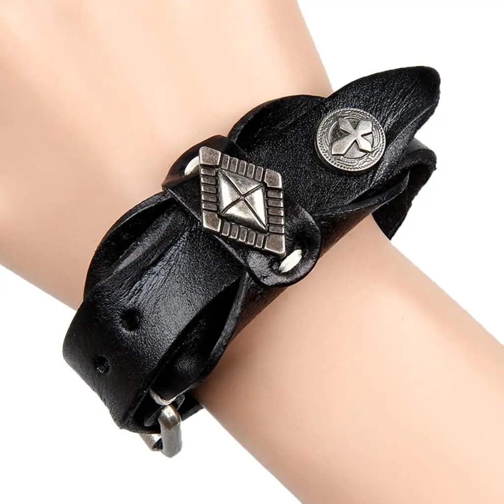 PU Leather Bracelet Bangle Wrist Band  Pin Stud  Accessories