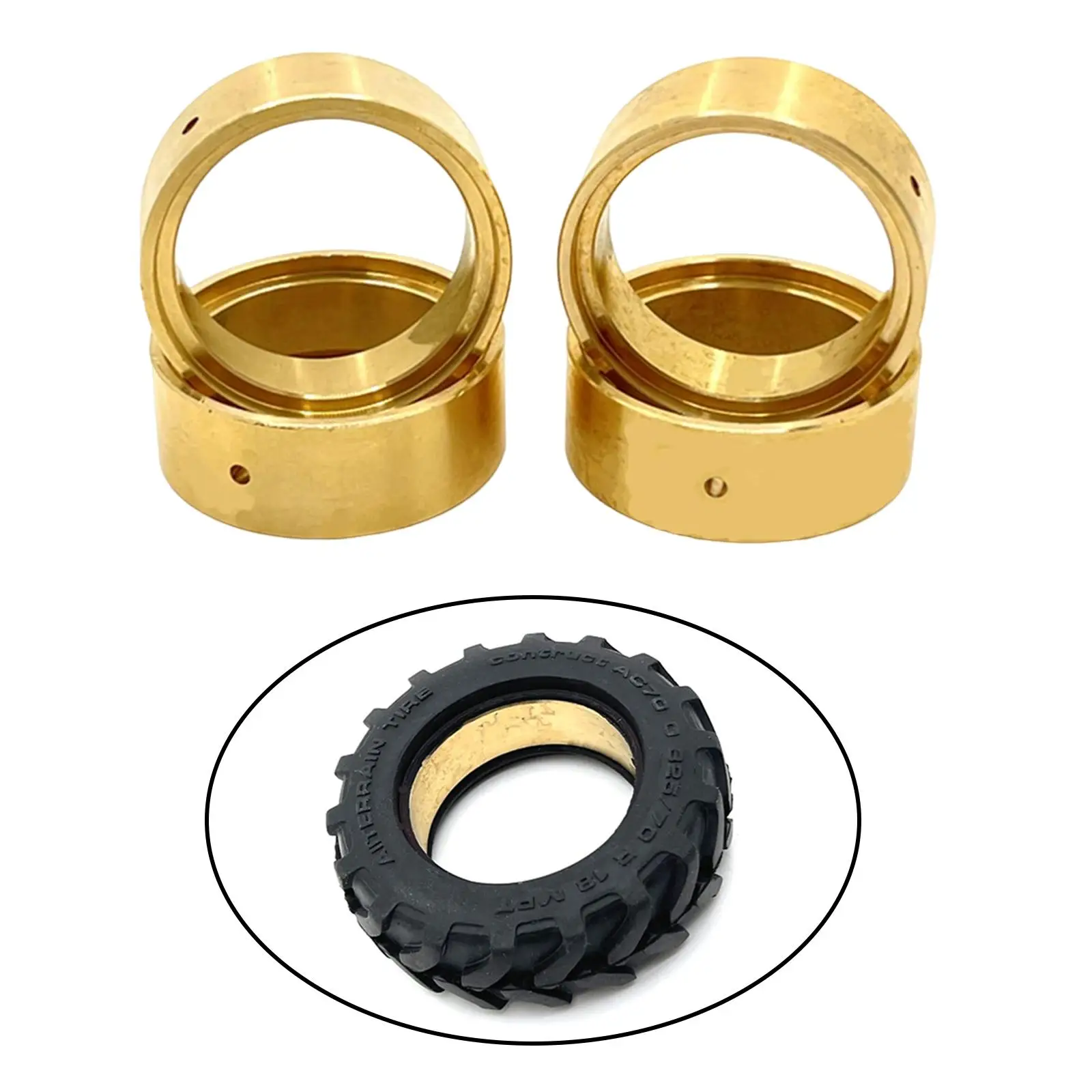 1:24Scale RC Brass Wheel Weights Wheel Rims Hubs Counterweight for Fcx24 Hobby Car Model Buggy Vehicles DIY Accessories