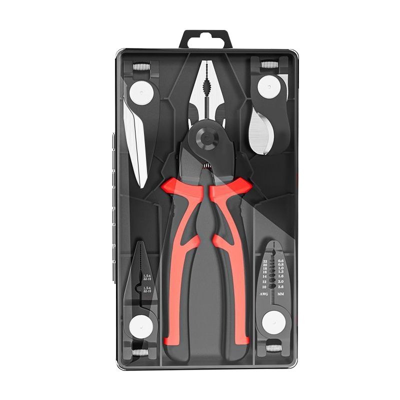 Description Picture 6 of item5 in 1 Multi-tool Pliers Set Quick Change Plier Head Set With Wire Cutters Scissors Cable Cutter Wire Stripper Crimping Pliers