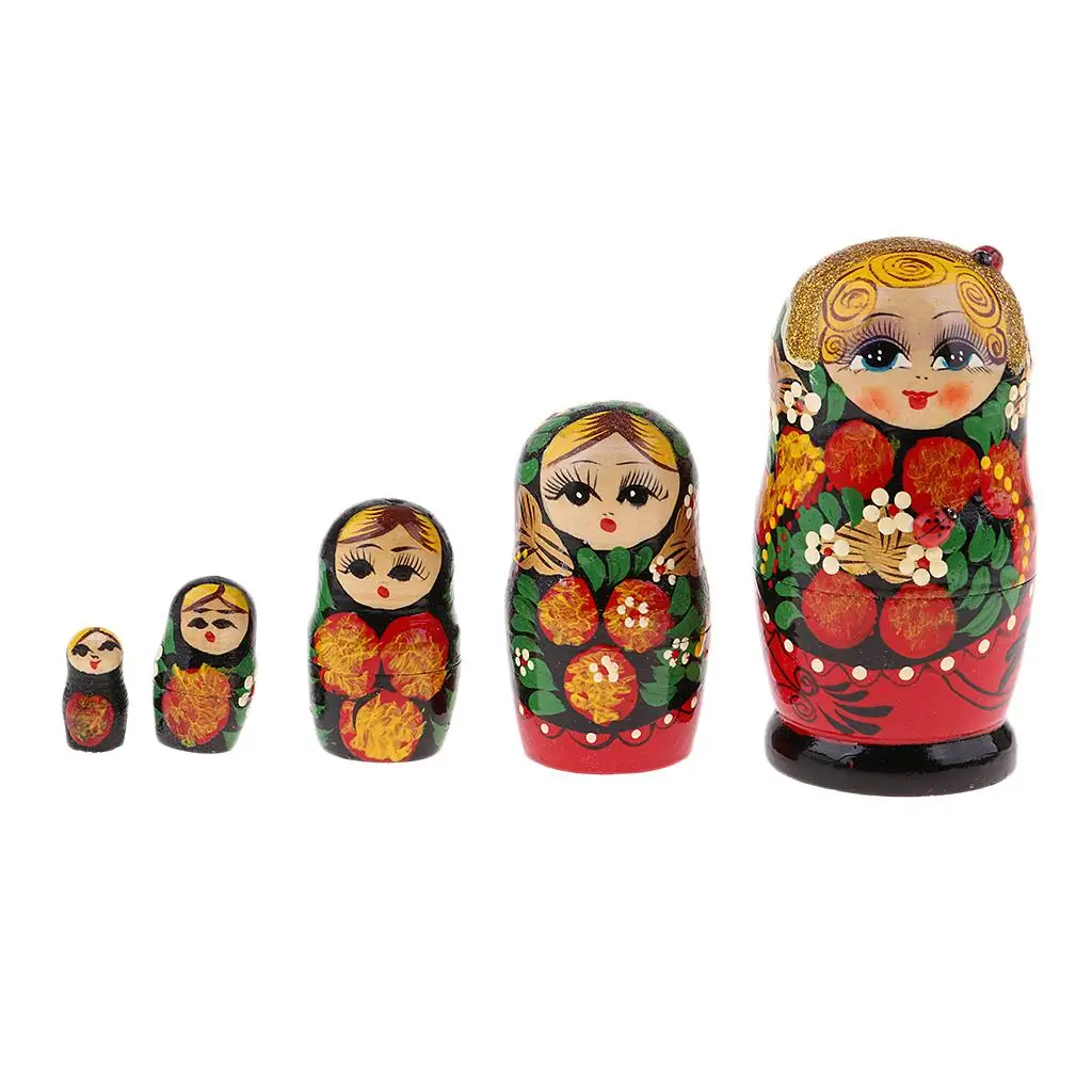 Flower Girls Printed Russian  Matryoshka Nesting Dolls For PCS