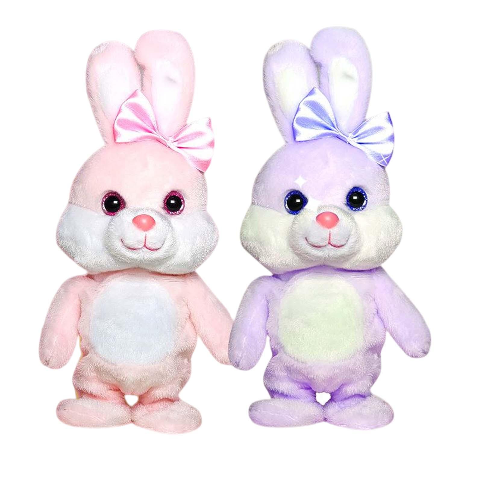 Cute Electric Plush Toy Rabbit Walking, Singing, Repeat Talk, and Recording for Home Decoration