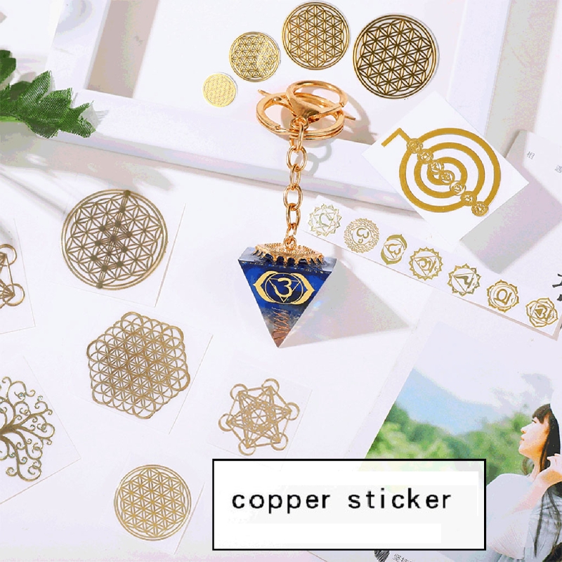 7 Chakra Geometric Copper Energy Tower Orgonite Stickers Flower Life Tree Pyramid Epoxy Resin Material Jewelry Making