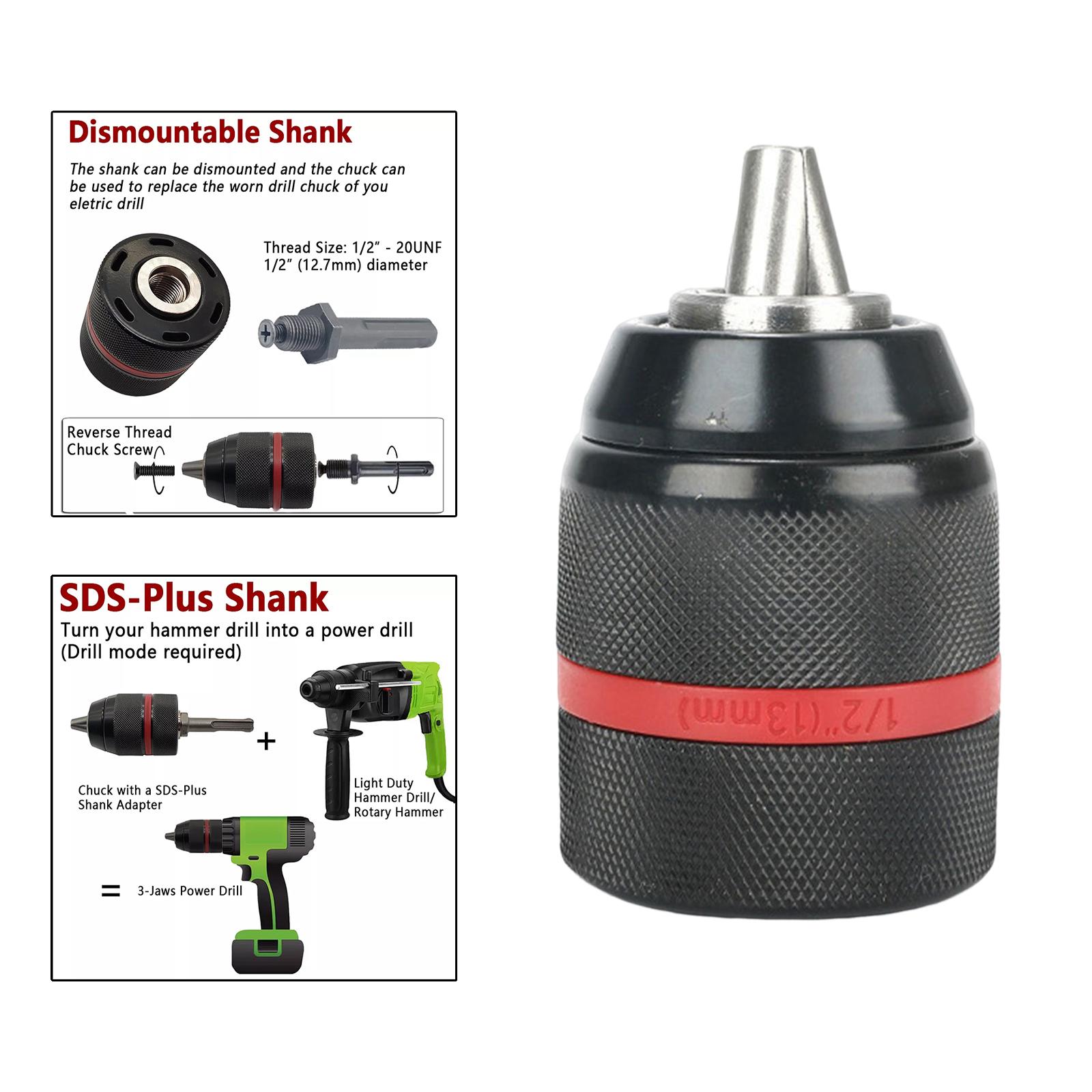 13mm Keyless Drill Chuck Adapter Durable Convenient Practical Metal Heavy Duty Conversion Adapter for Multiple Purposes Drills