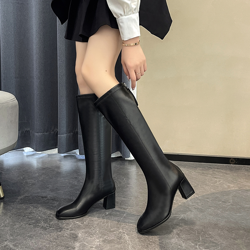BCEBYL Herbst und Winter Mode Neue Sexy Zipper Karree Einfarbig Komfortable Chunky Ferse frauen Stiefel Zapatos Mujer – Detail 4