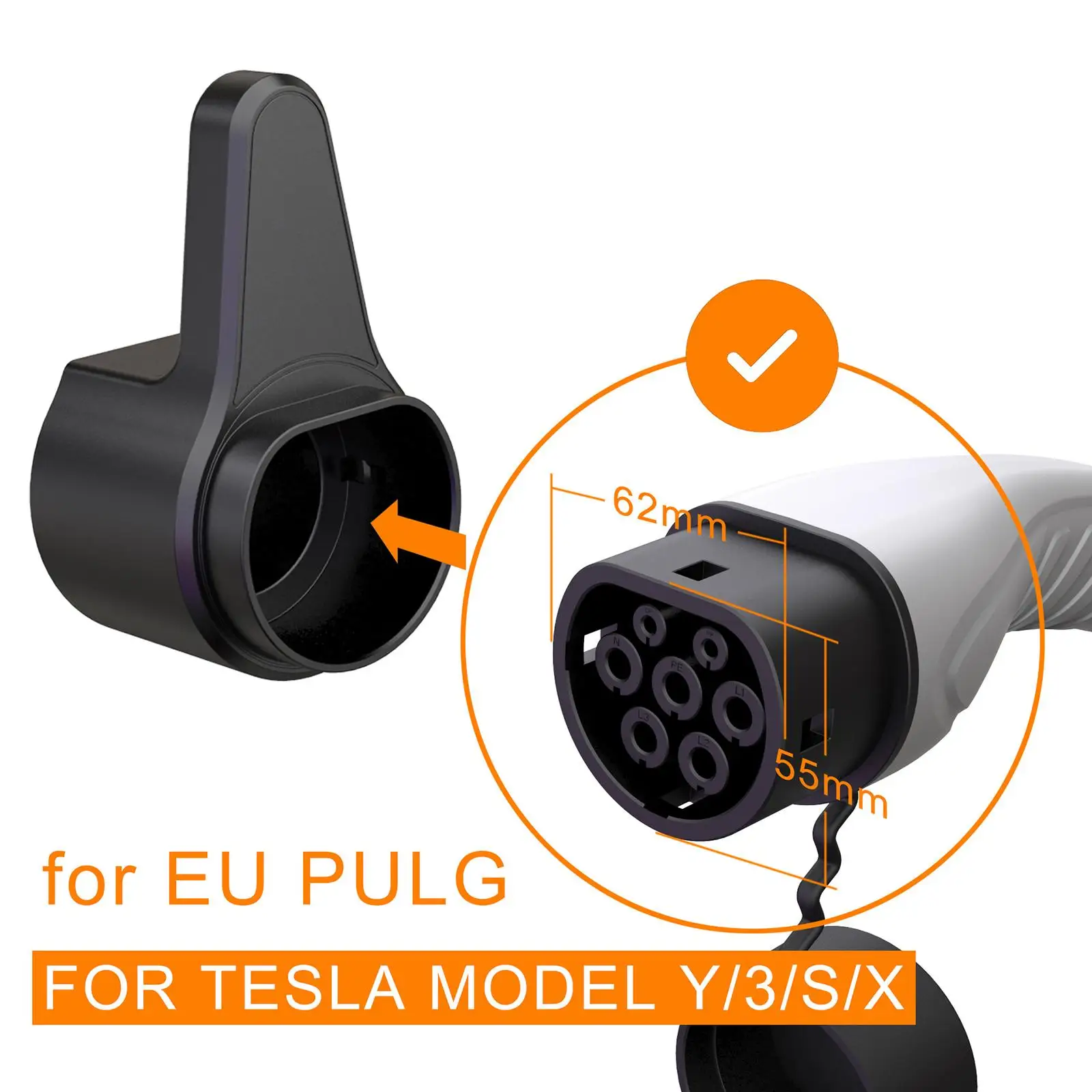 EV Charger Cable Holder for Type 2 Connector Dummy Socket EU Plug Mount Charging Station Waterproof