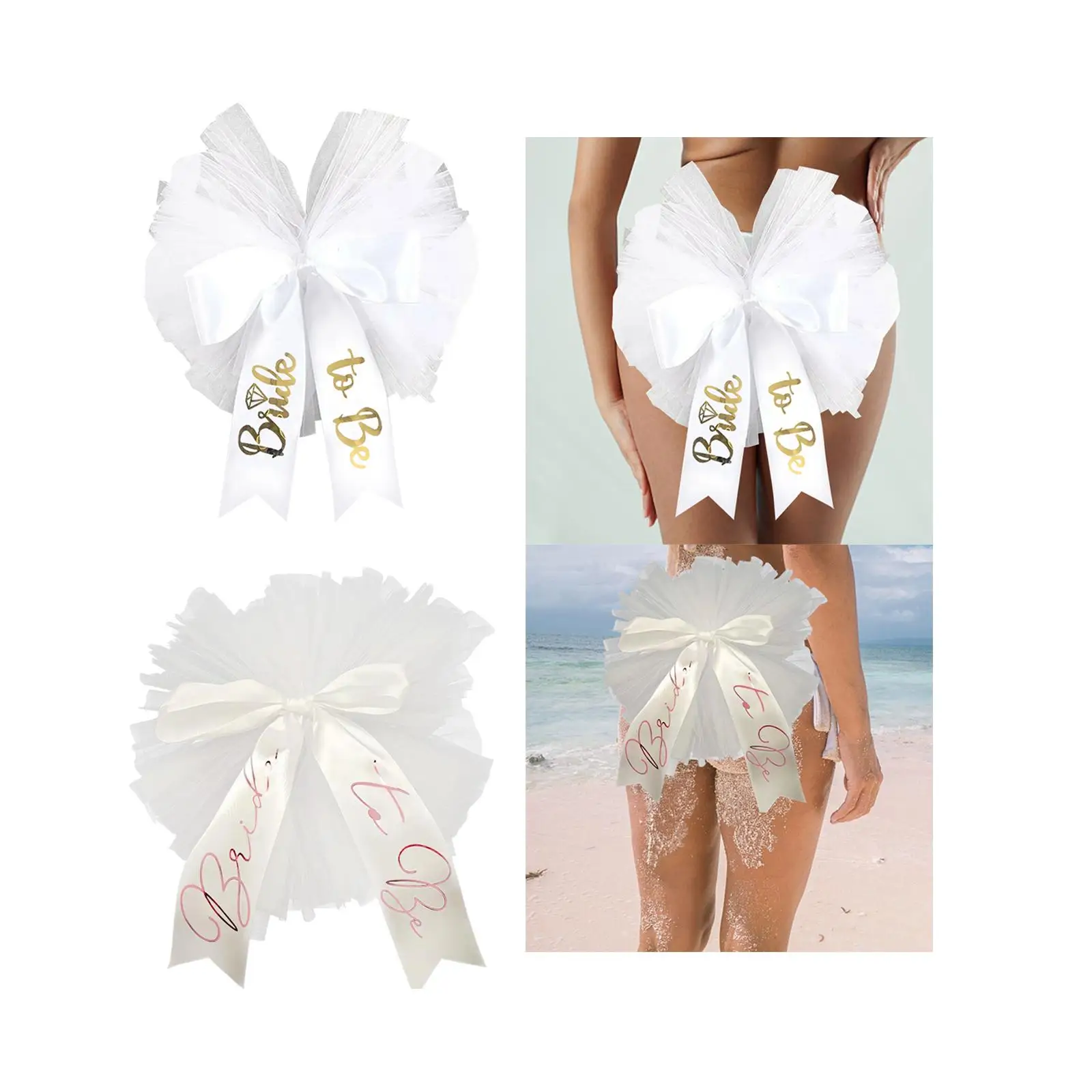 Bride Bikini Tutu Skirt Costume Dress up Accessories Summer Tulle Tutu Skirt for Party Shower Halloween Night Club Events