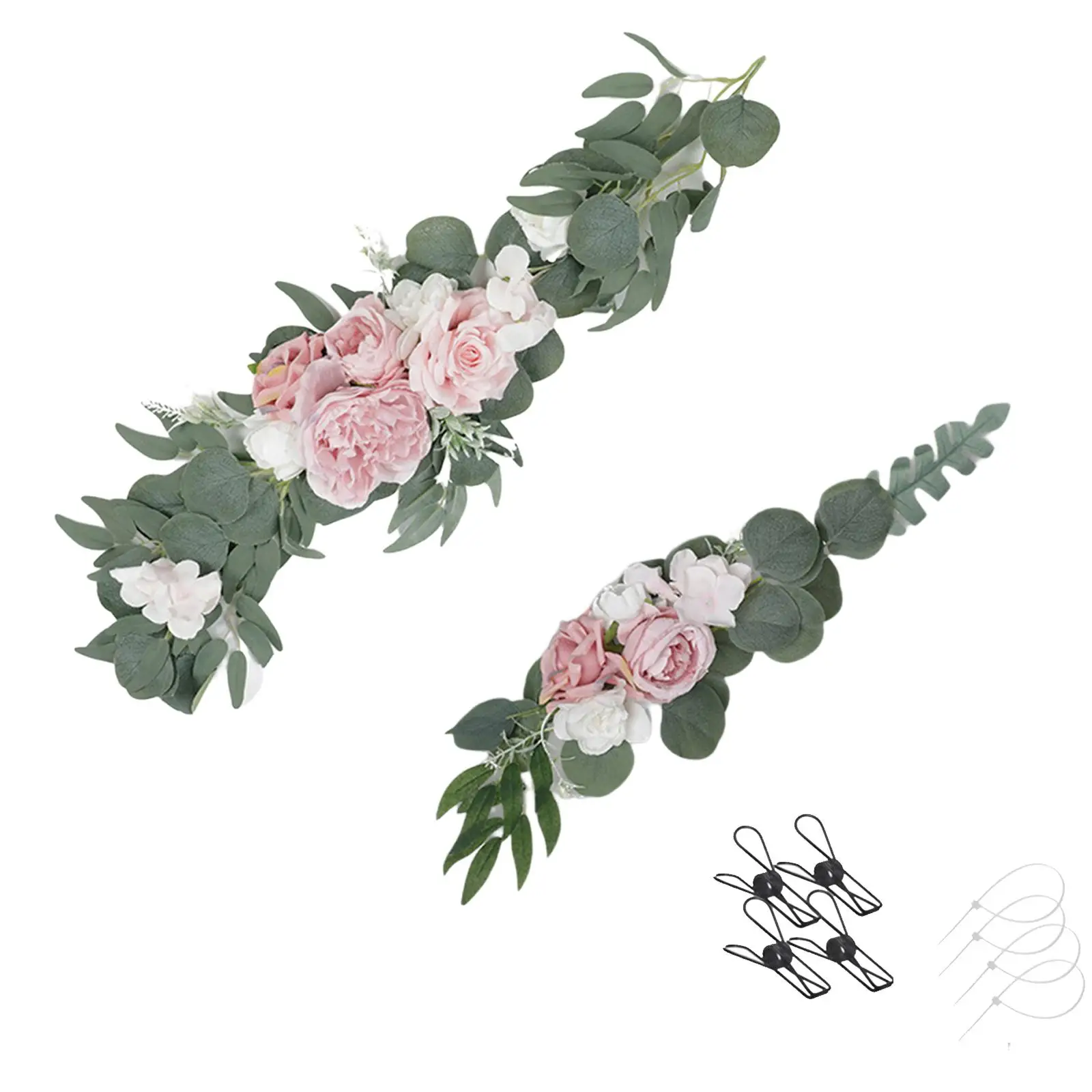 Artificial Flowers Swag Silk Flowers Rose Garland for Front Door Wedding Wall Decor
