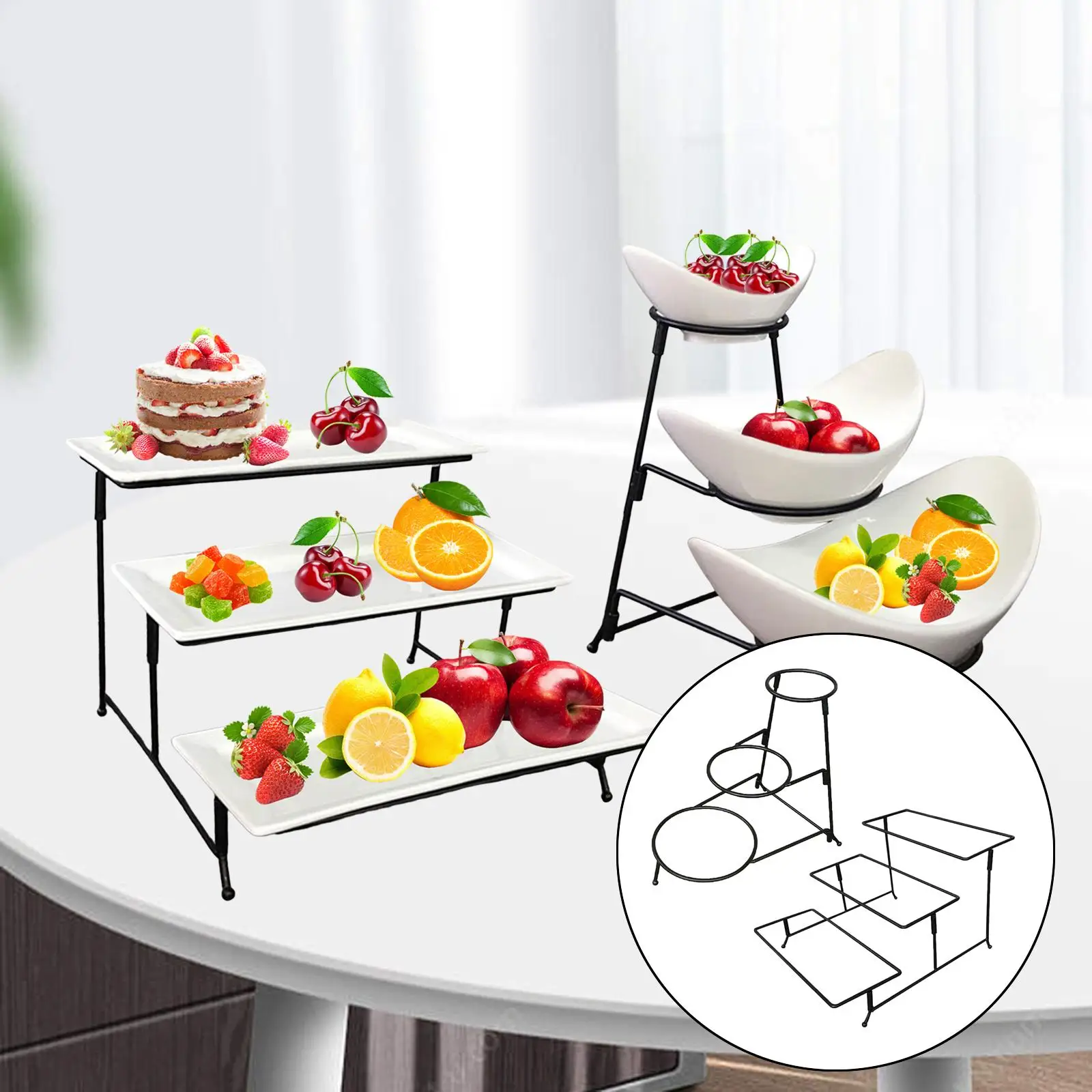 Platter Stand Display Tray Rack Metal Stand Dish Shelf Kitchen Dish Holder Organizer for Fruit Platter Dessert Tray Cupcake Dish