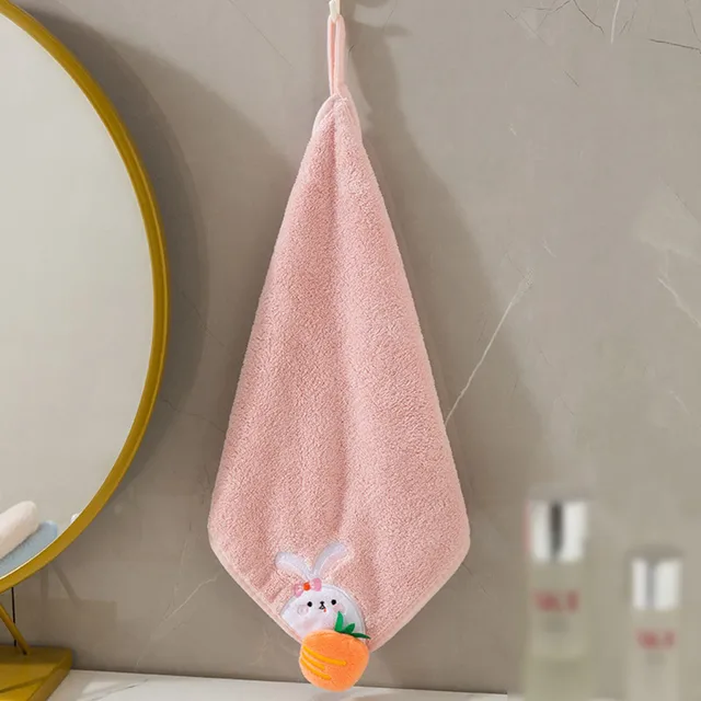 Cheers US Hanging Hand Towels with Hanging Loop Absorbent Coral Fleece  Bathroom Hand Towels Soft Thick Dish Cloth Hand Dry Towels Round Hand  Towels