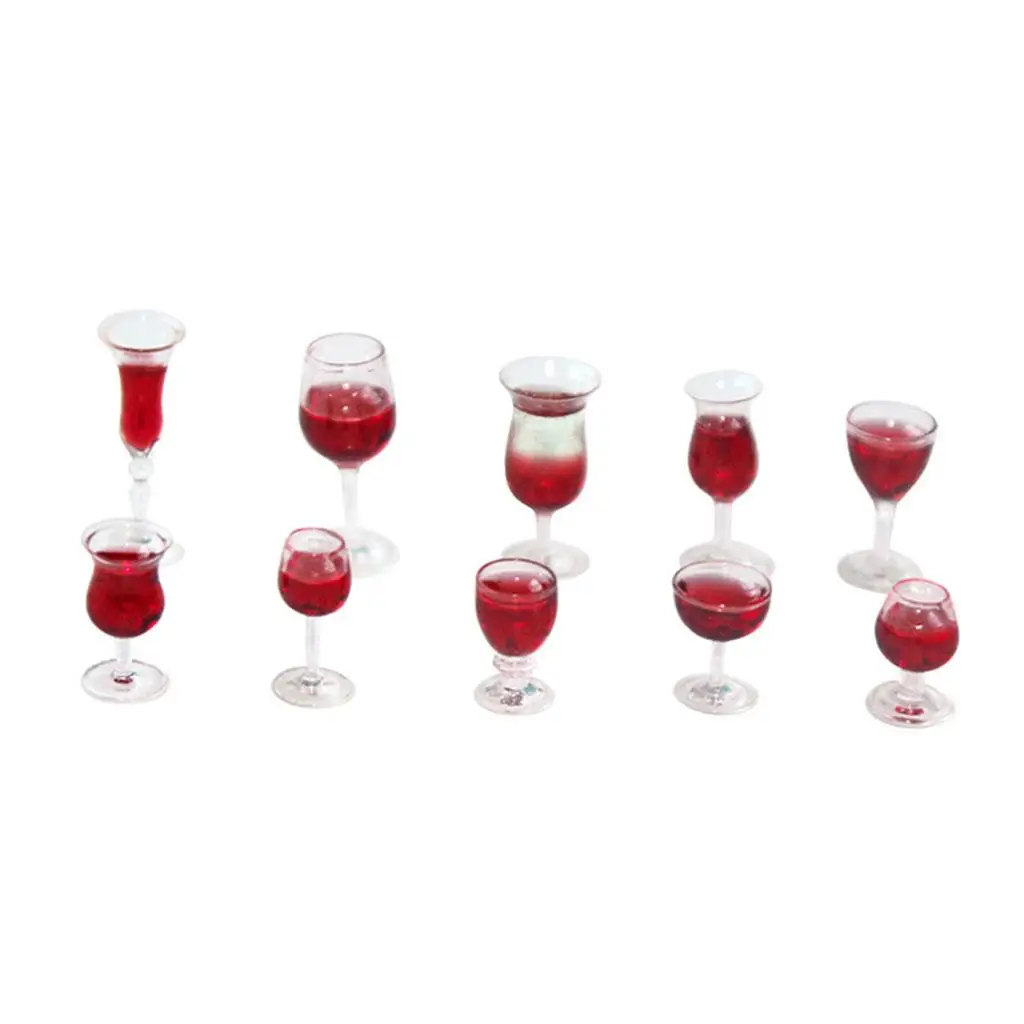 1:12 Dollhouse Accs 10pcs Miniature Goblet Glasses Champagne Cups Model