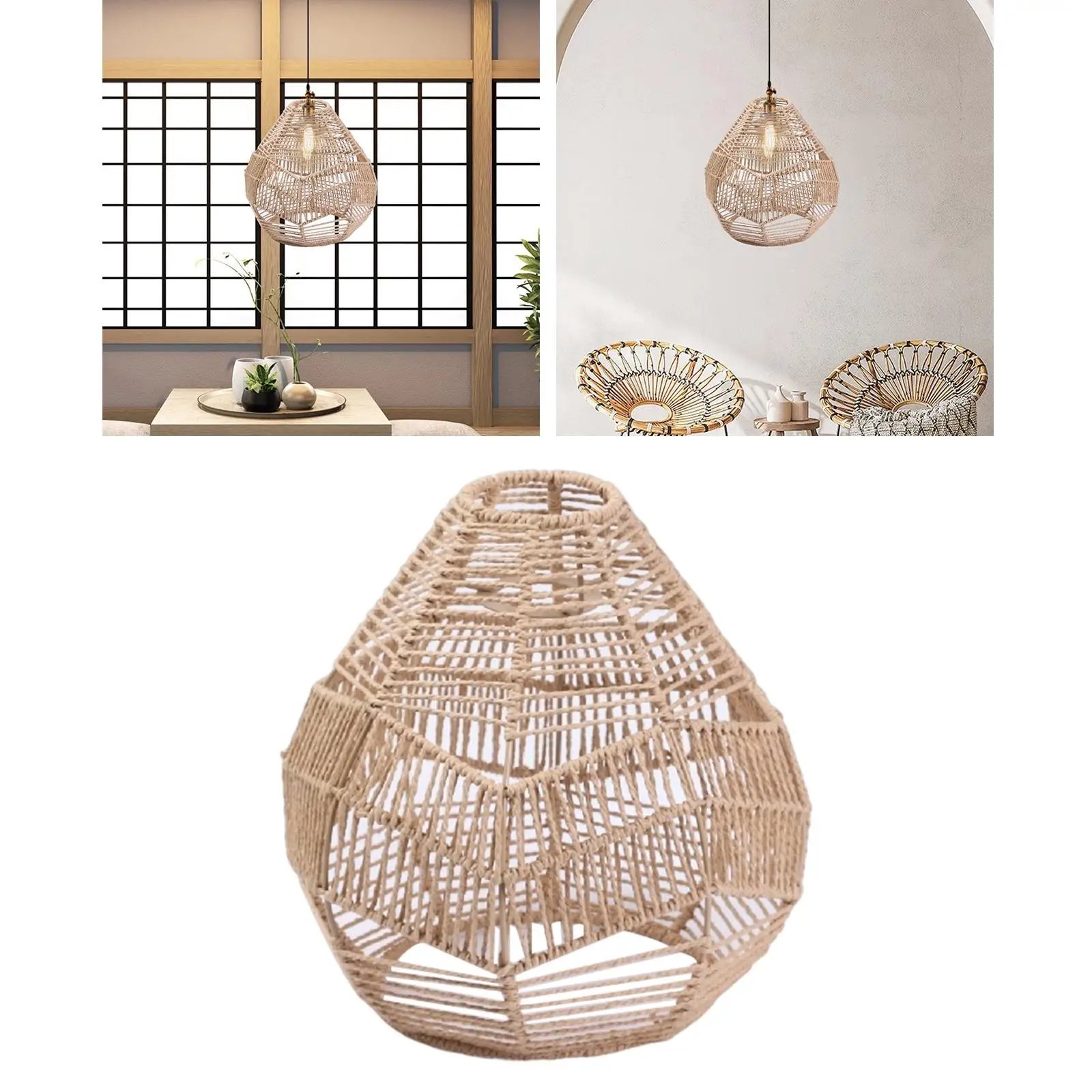 Handwoven Pendant Lamp Shade Light Fixture Shade Lampshade for Restaurant Decoration