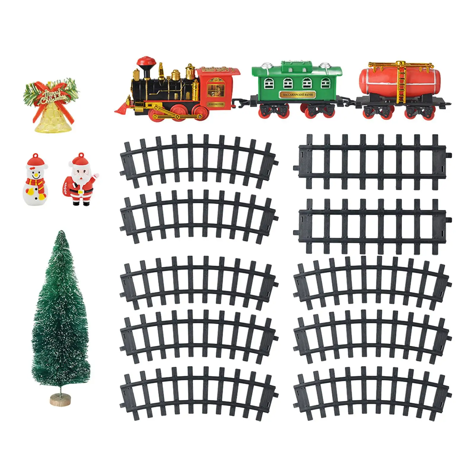 Electric Train Set Christmas Train Pendants with Sound and Light Classical Train Toys Decor Railway Kit for Children Girls Gifts