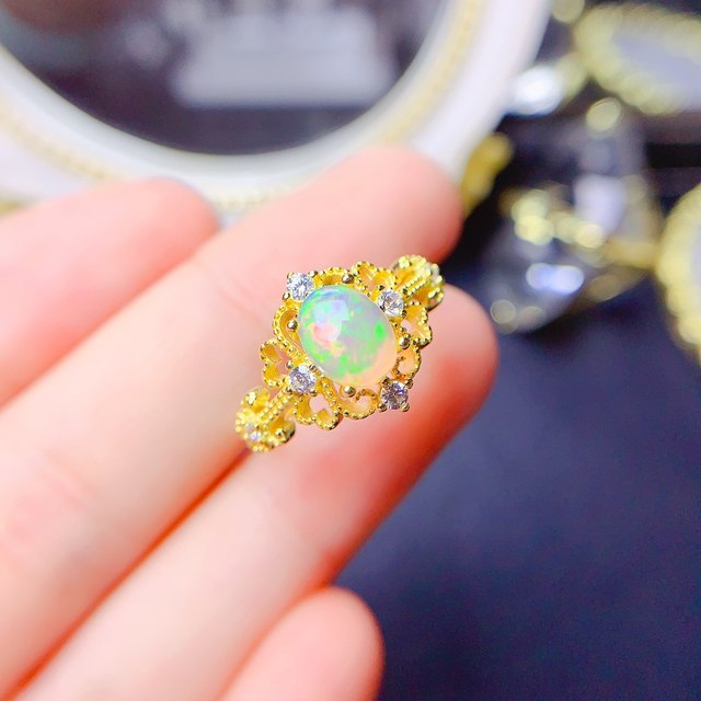 Elegant vibrant Opal ring size 7.5 stamped 925 sterling silver 18k deals gold