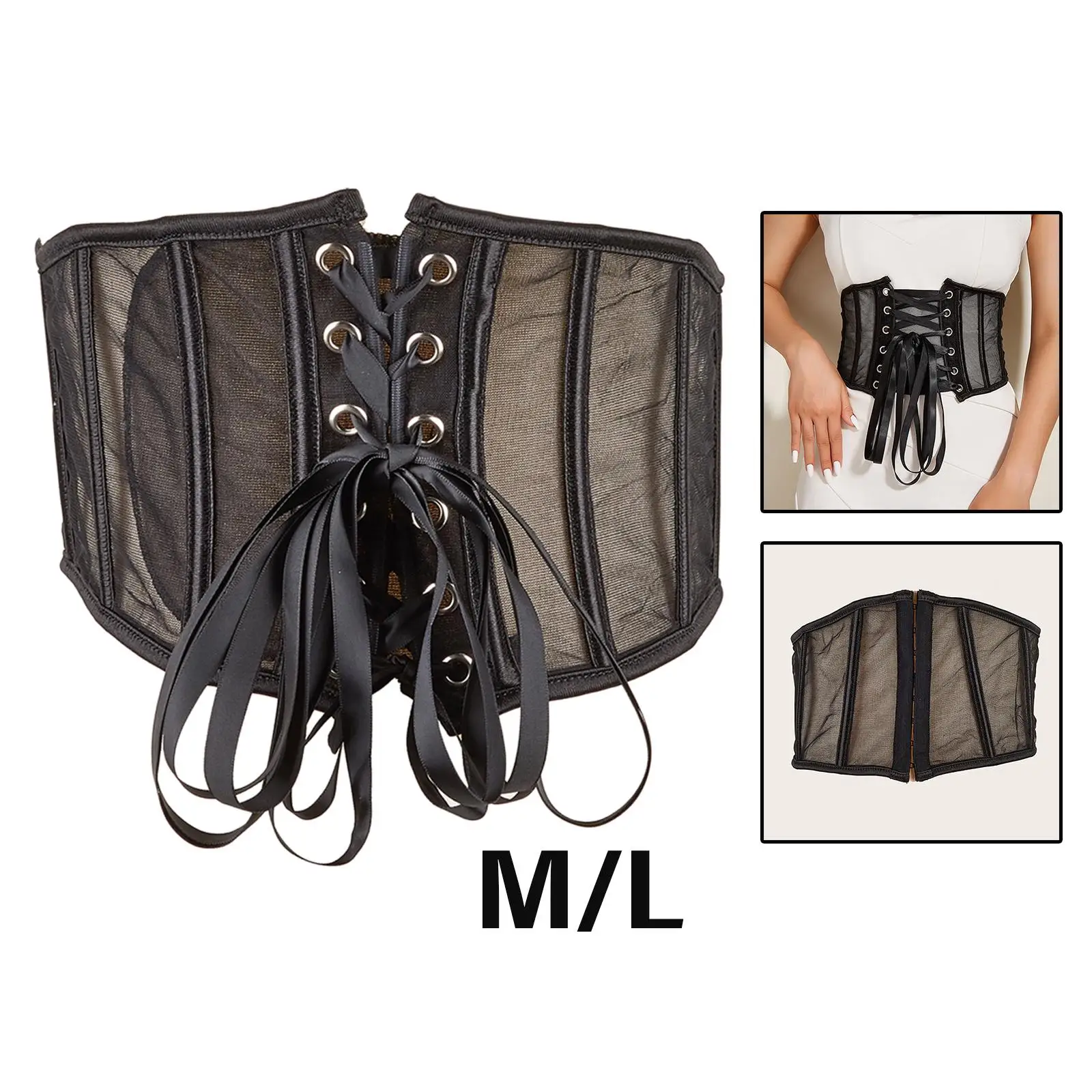 Stylish Women`s Waist Belt Cincher Underbust Corset Girdle Lace Tied for Slimming Costume Dress Accessories Clothing Halloween