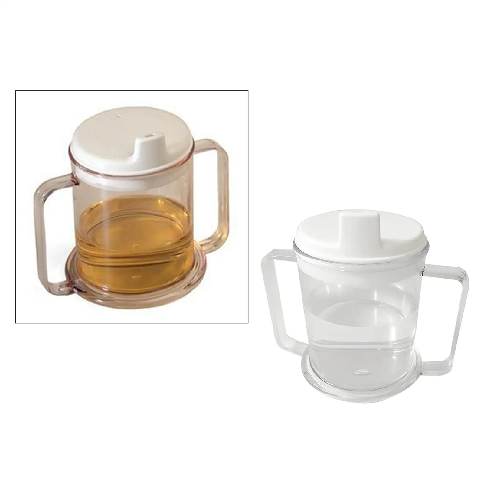 2 Handle Plastic Clear Mug Lightweight Drinking Cup Handles Sippy Cup