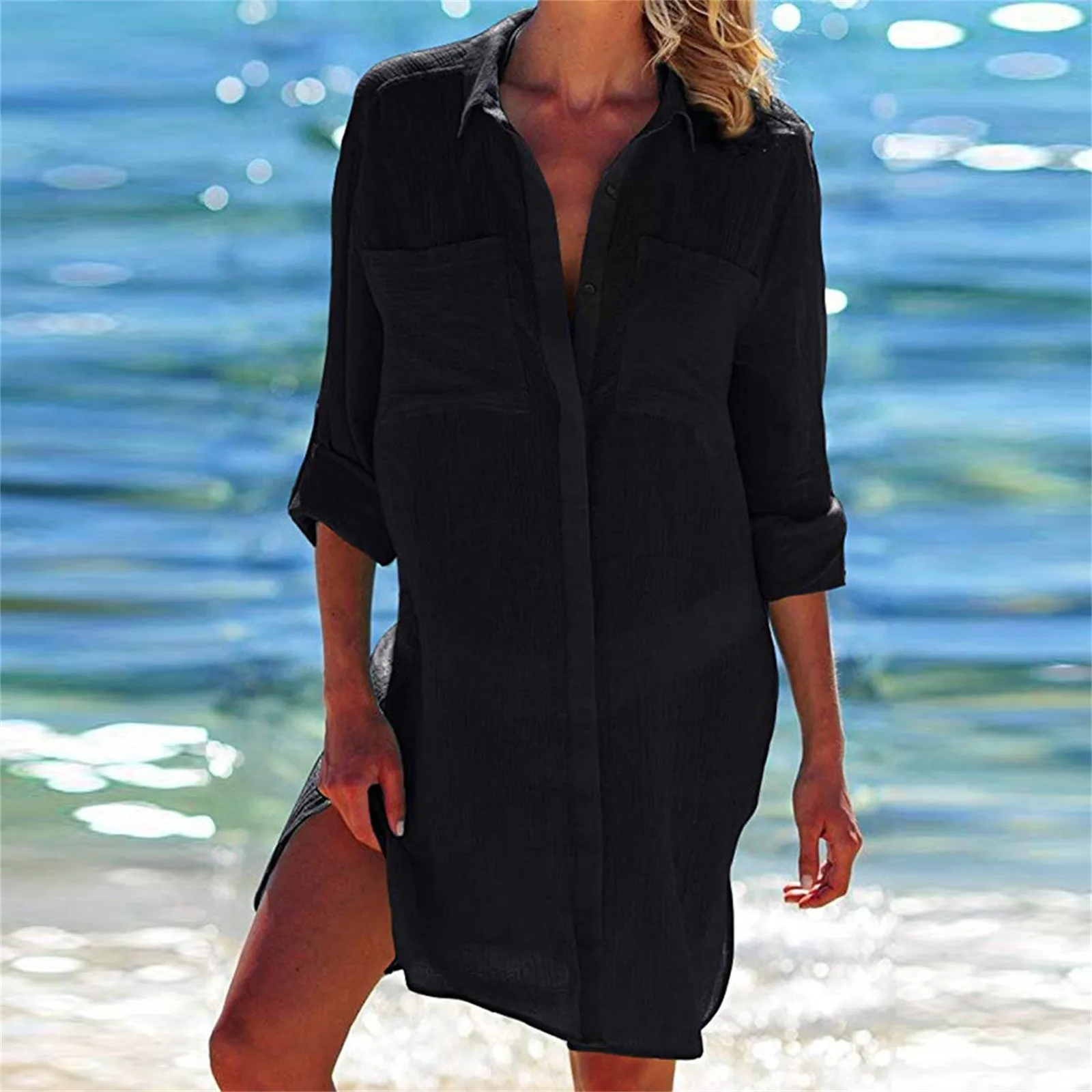 Hot 2022 Cotton Tunics For Beach Women Swimsuit Cover-ups Woman Swimwear Beach Cover Up Beachwear Mini Dress Saida De Praia bikini and cover up set