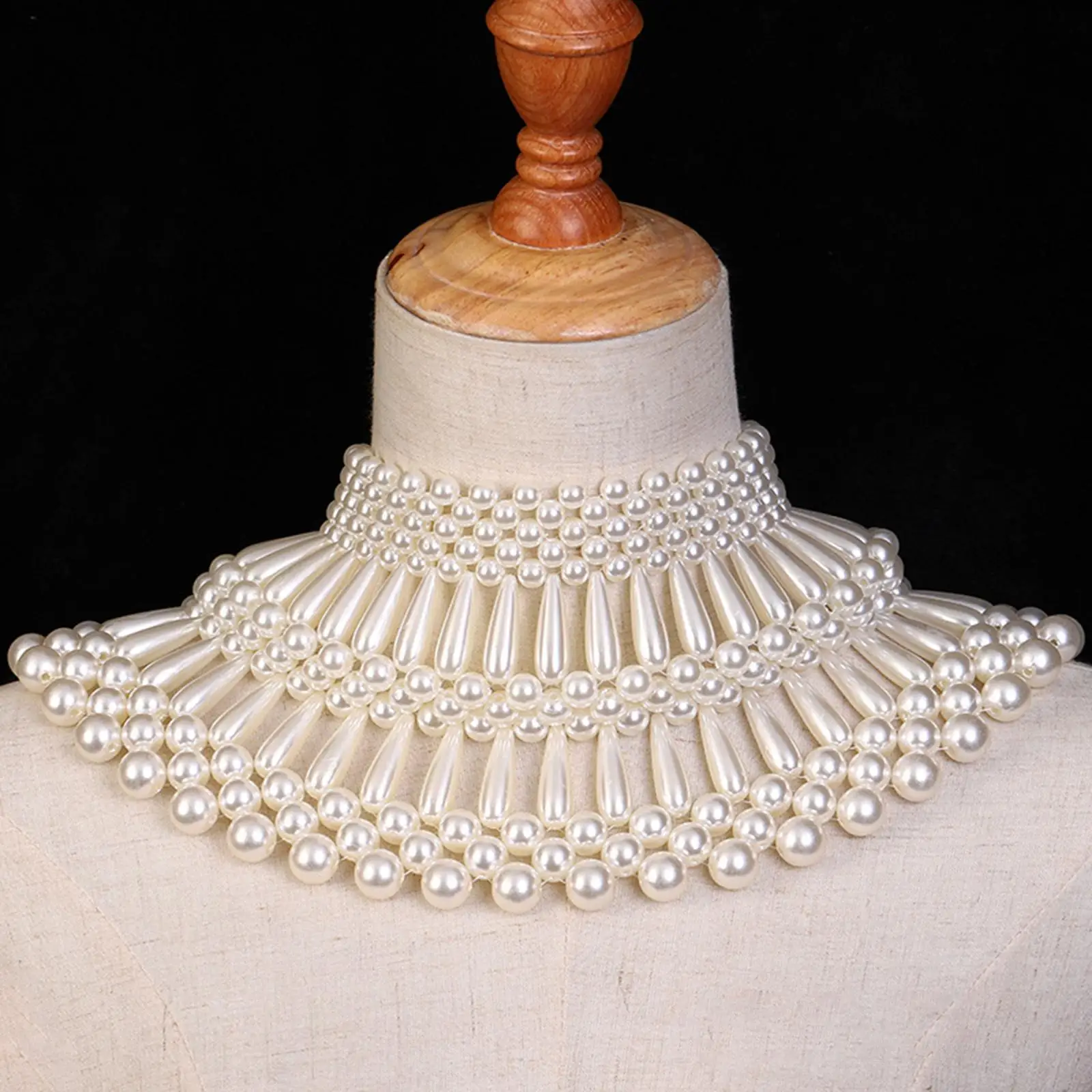 Imitation Pearl Necklace Bib Choker Necklace Jewelry for Dress Wedding Party Costume Accessories