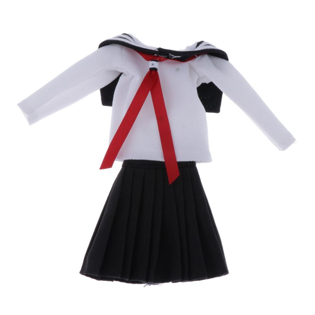 Doll School Uniform T-shirt Skirt for 1/6 BJD Doll Casual Outfit