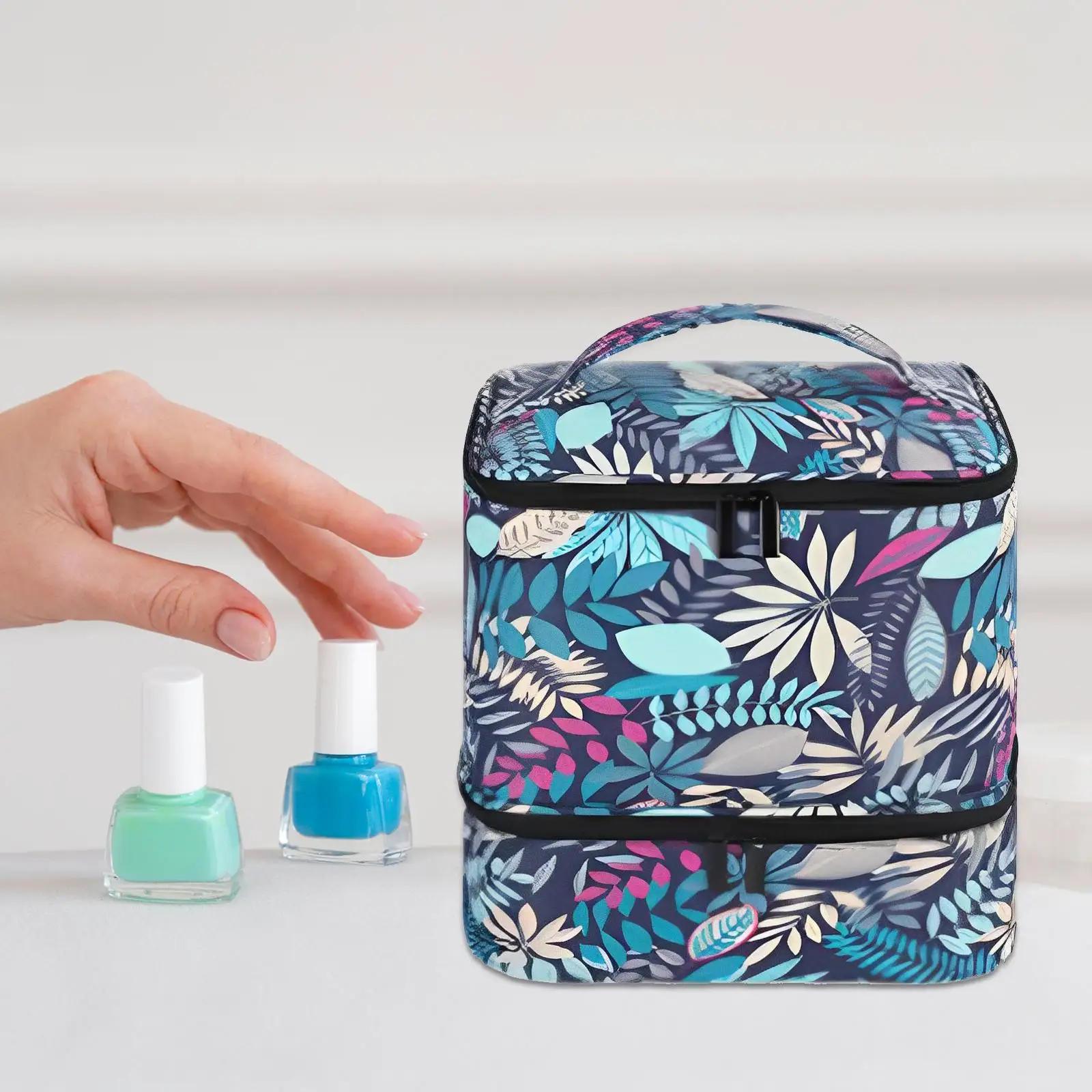 Nail Polish Bag Holds 30 Bottles with Handle Nail Dryer Case Pockets for Travel Lipstick Manicure Accessories Essential Oil Lady