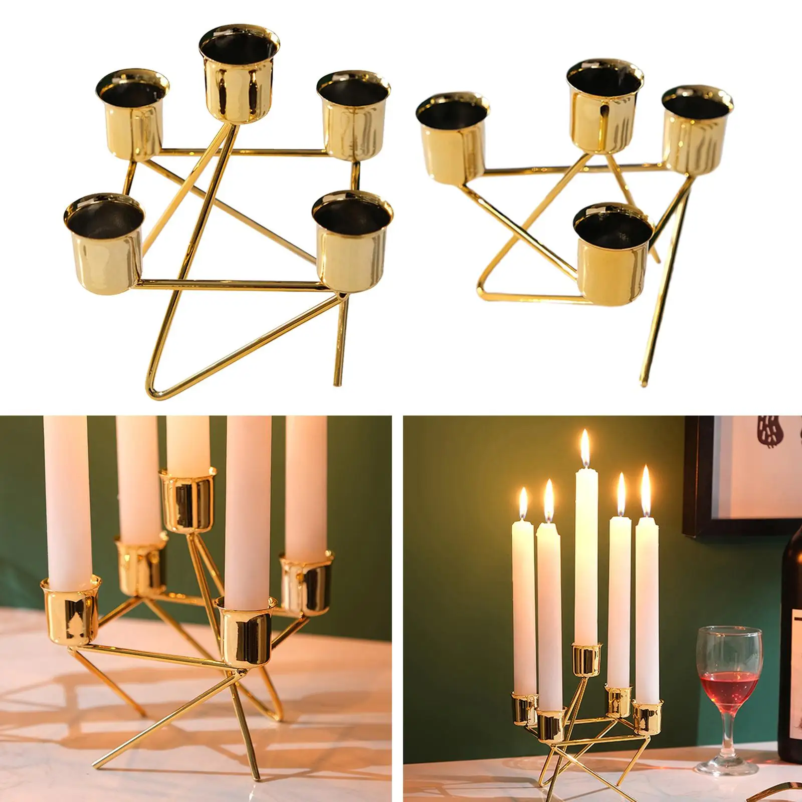 Nordic Style Wrought Iron Geometric Candle Holder Candlestick Candelabrum Rack Desktop Wedding Home Decor